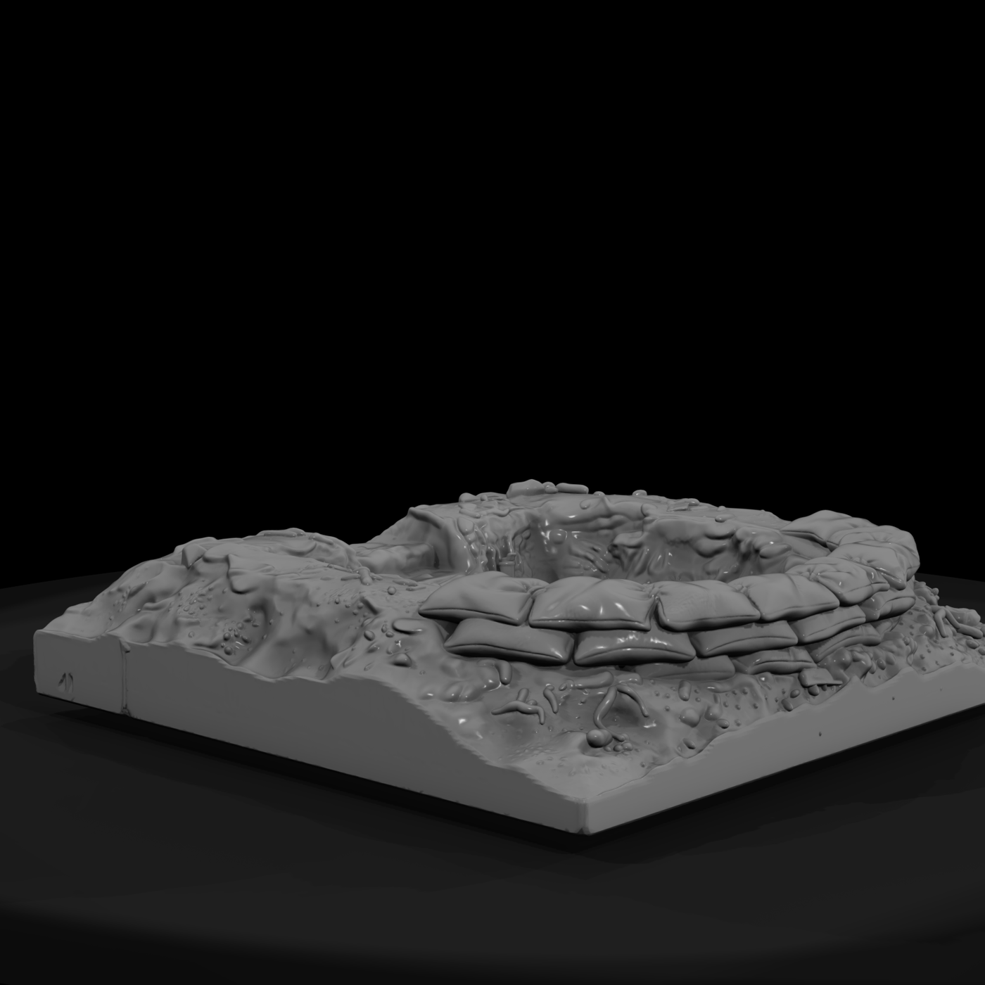 Sandbagged Foxhole Gun Pit