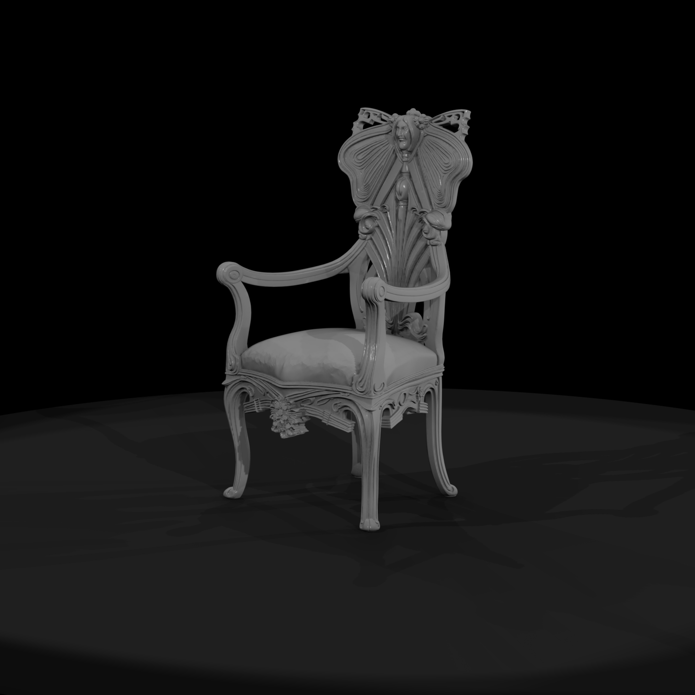 Art Nouveau Carved Armchair 2
