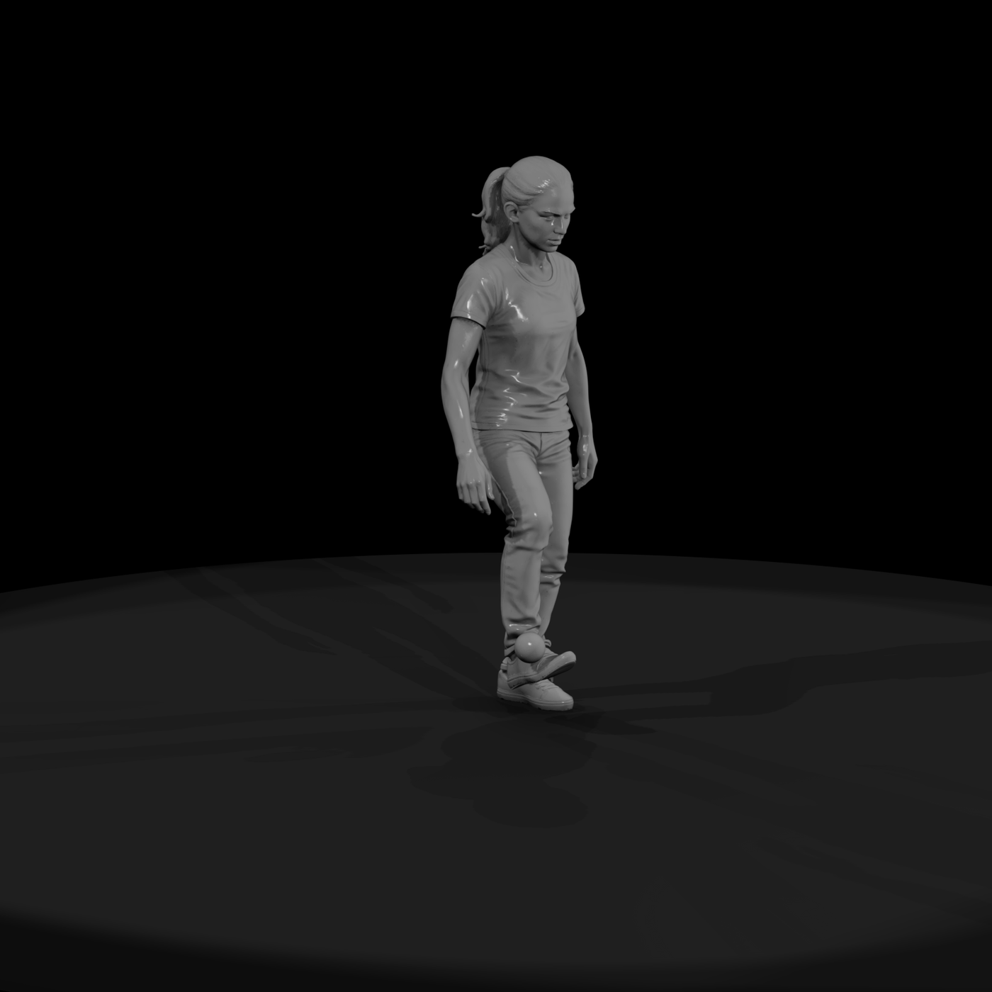 Hacky Sack Player Kicking Footbag