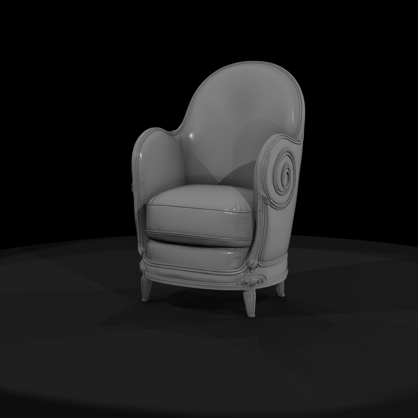 Neoclassical Carved Upholstered Armchair