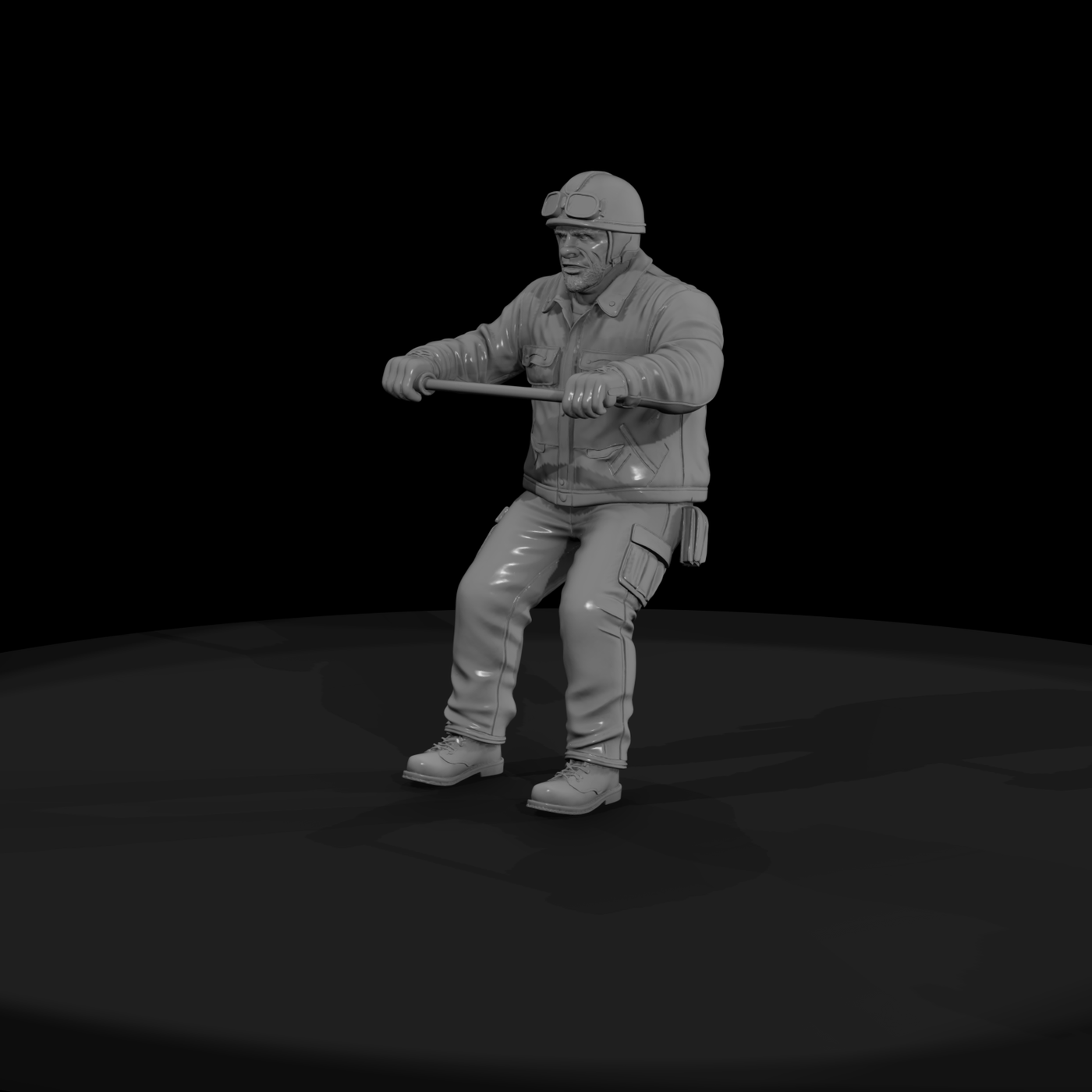 Seated Motorcycle Rider (Male) — Modern Helmeted Figure