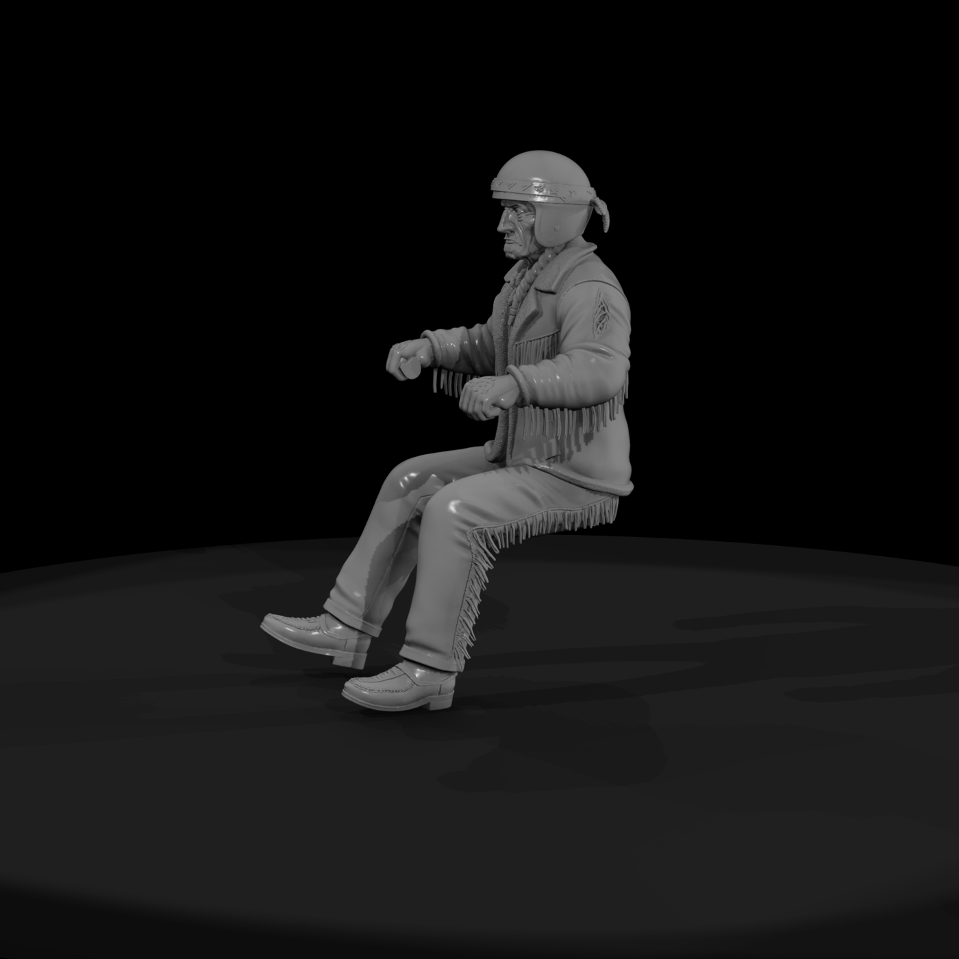 Seated Motorcycle Rider — Adult Male