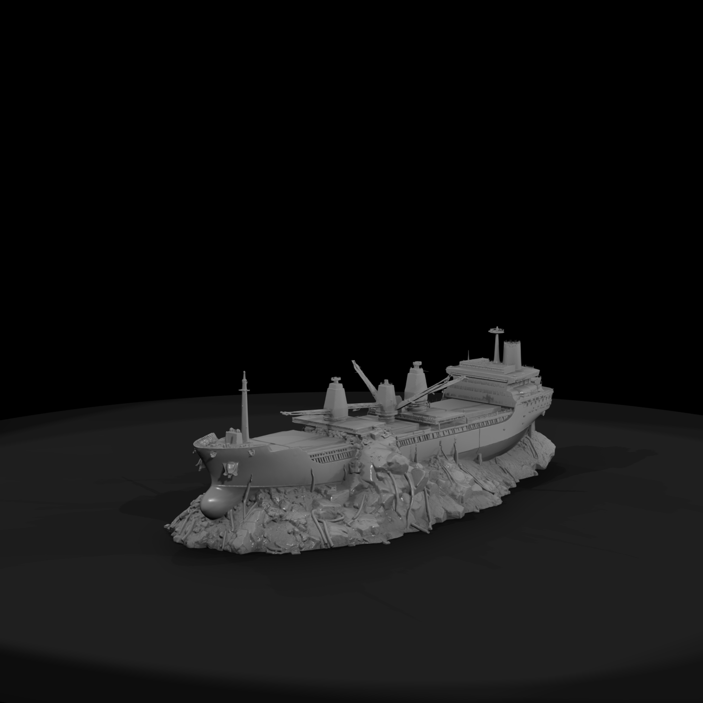 Stylized Beached Cargo Ship ( Compatible)