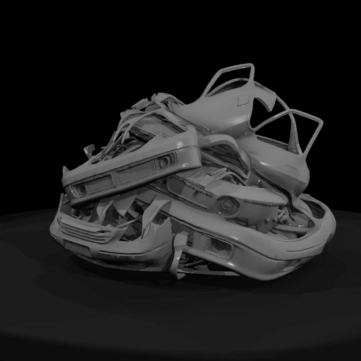 Crushed Car Scrap Pile
