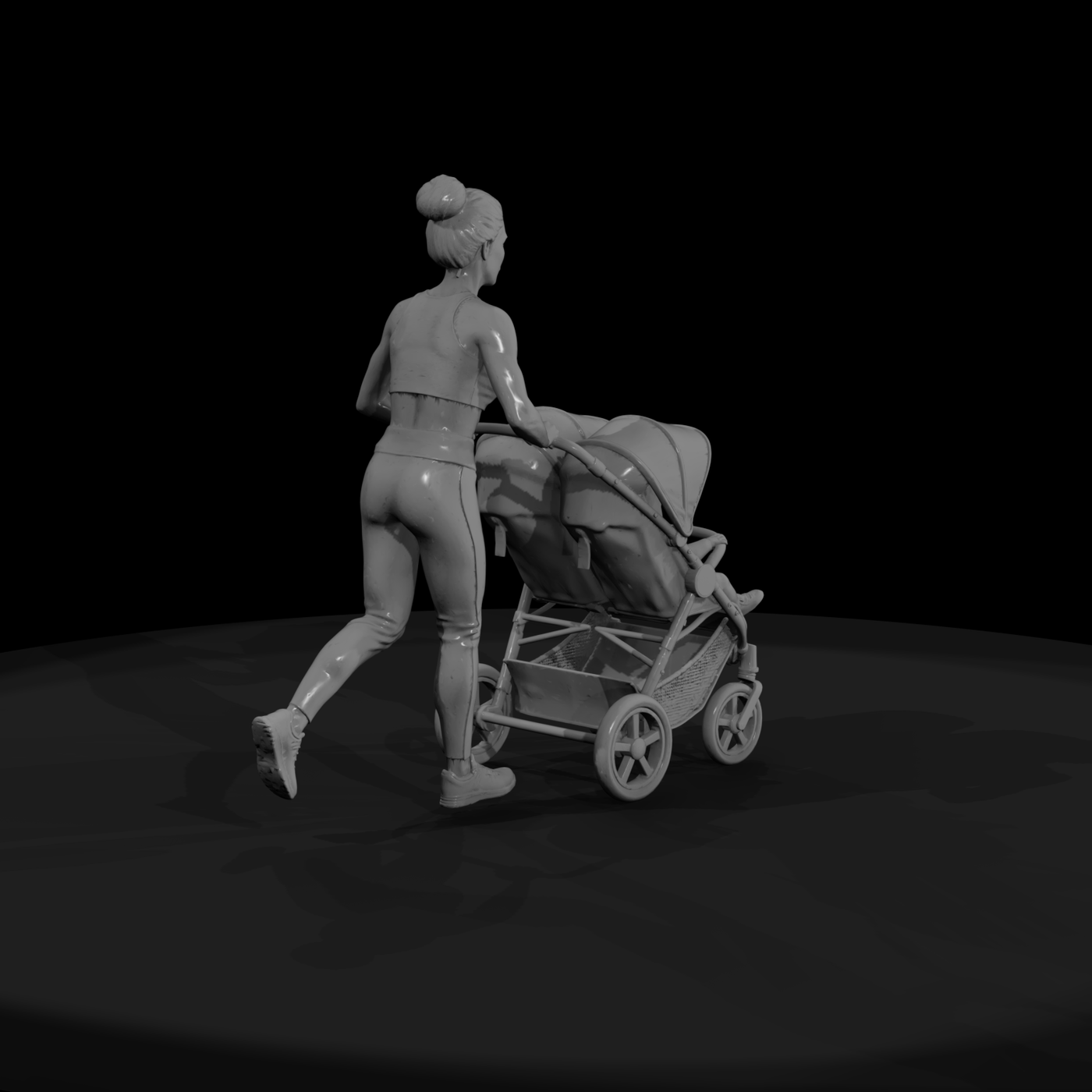 0066 Family Mom Twins Stroller