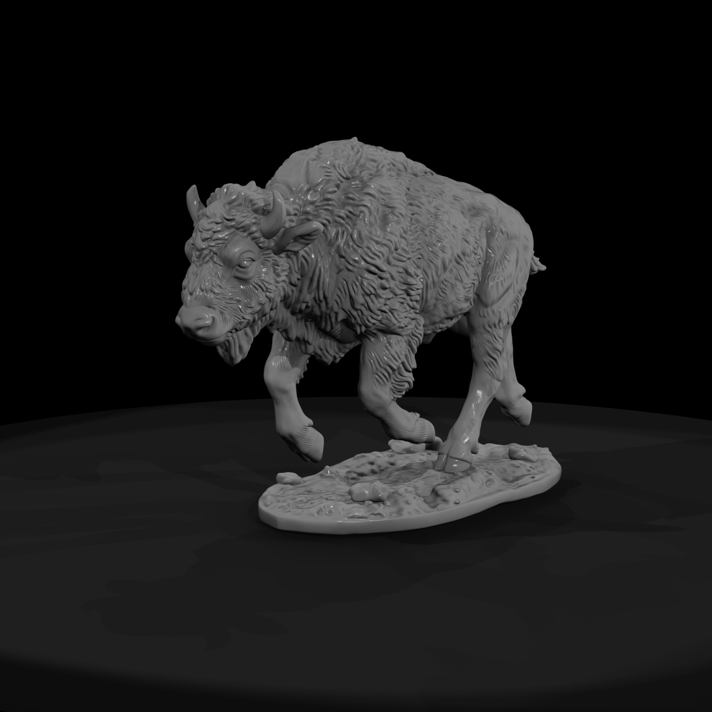 Charging Young American Bison