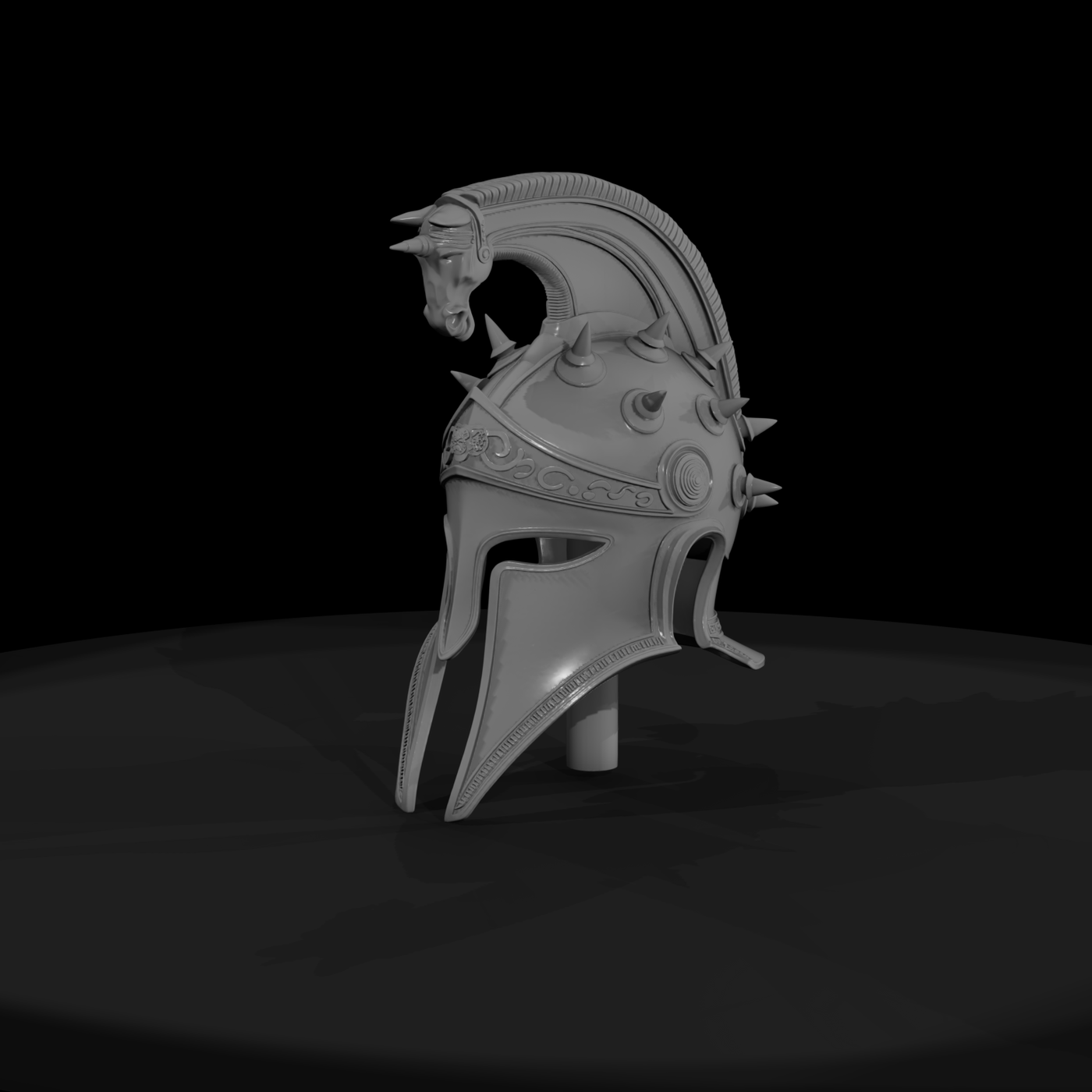 Stylized Hoplite Helmet with Horse Crest