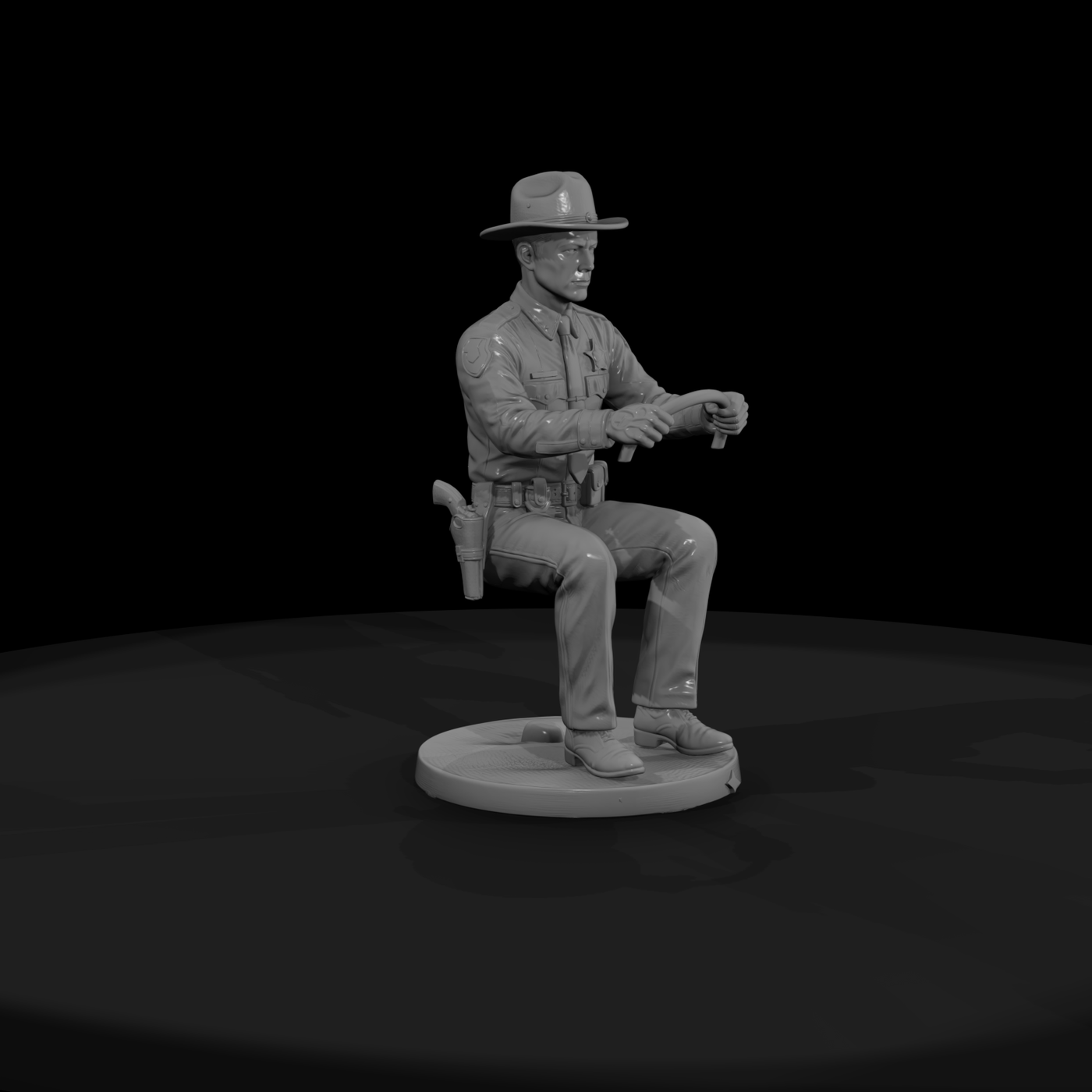 1950s Rural Deputy Seated at the Wheel