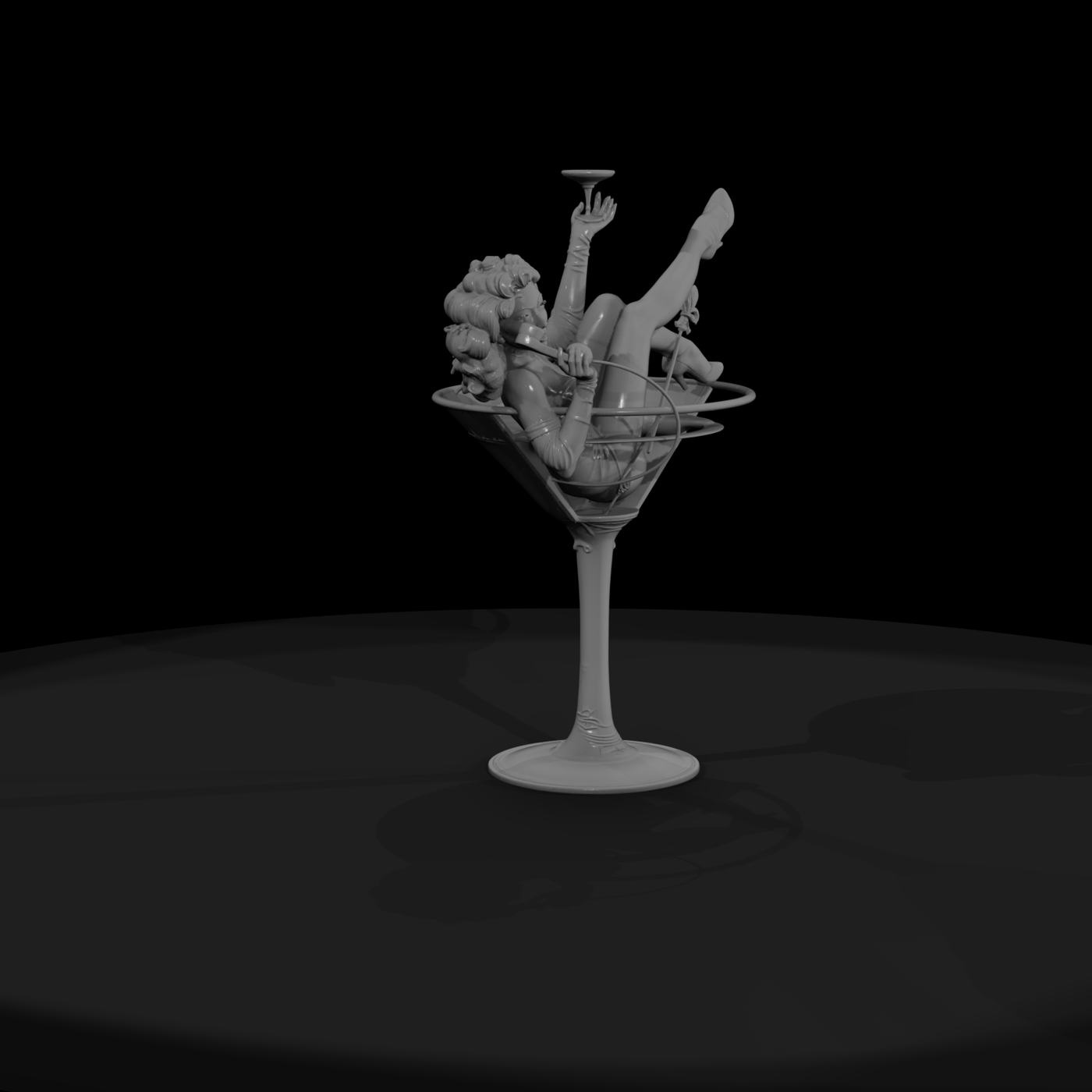 Pin-Up Girl in Martini Glass