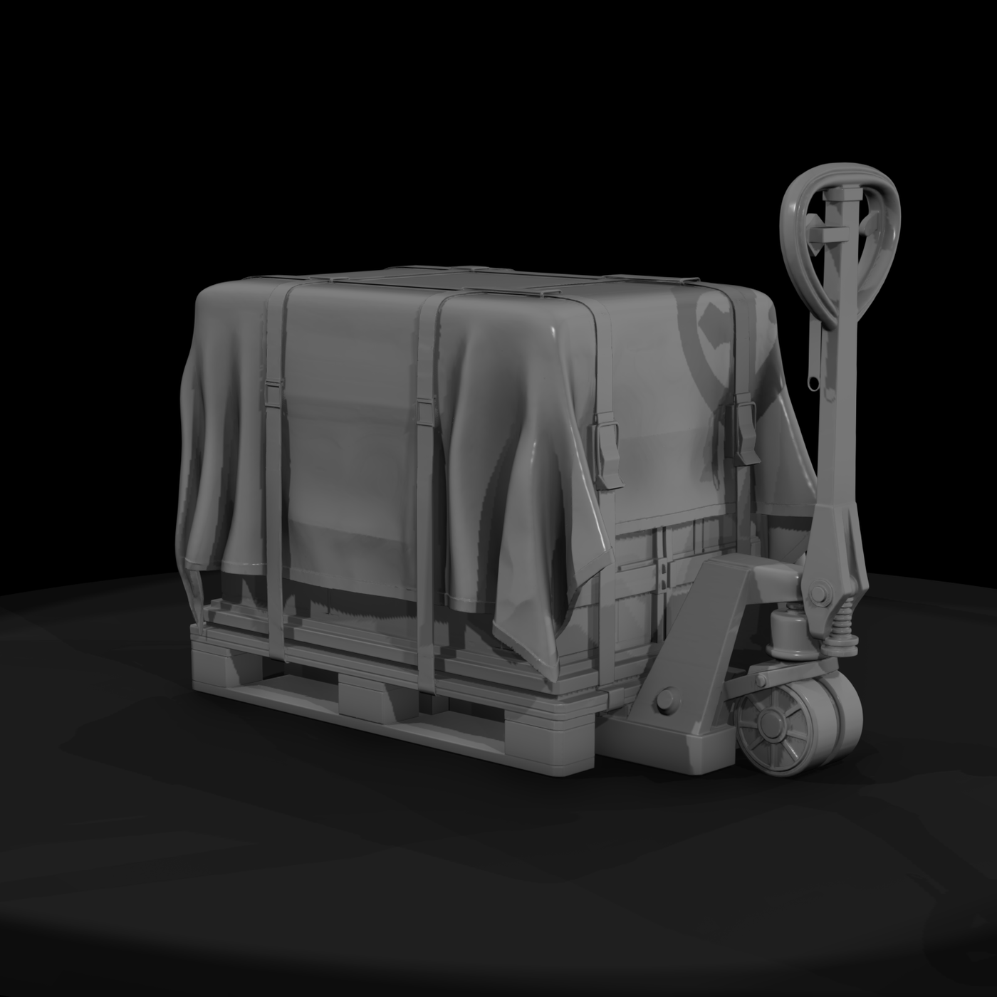 Pallet jack with covered pallet