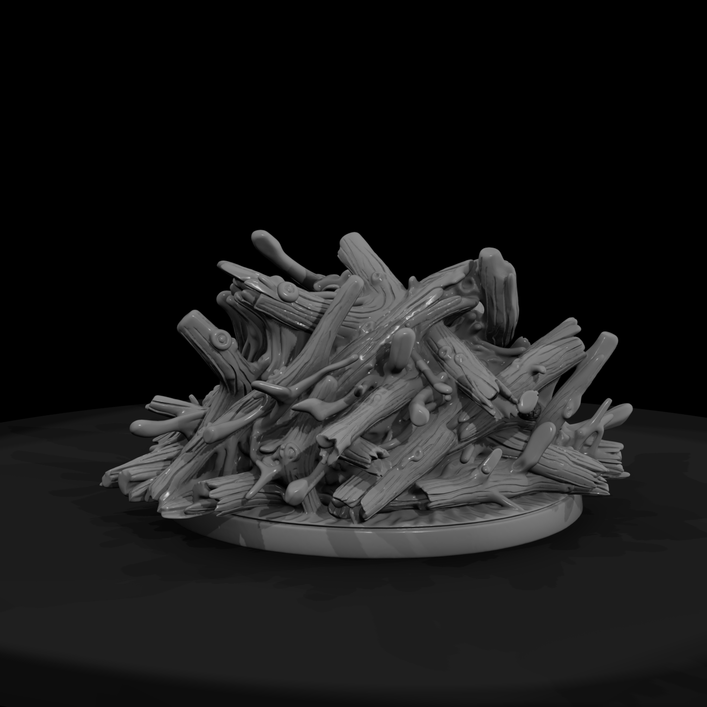 Glowing Ember Campfire Log Pile