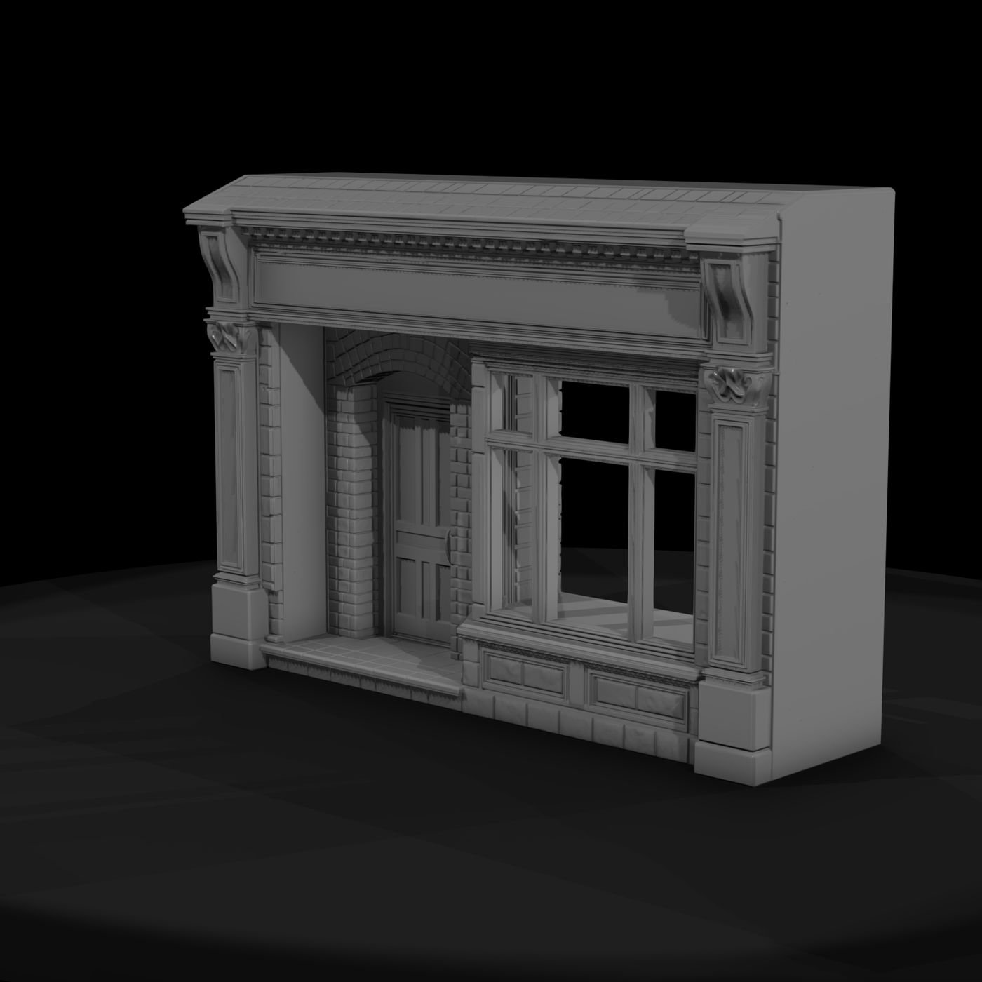 Victorian Storefront Facade Untextured 3D Asset 0Q