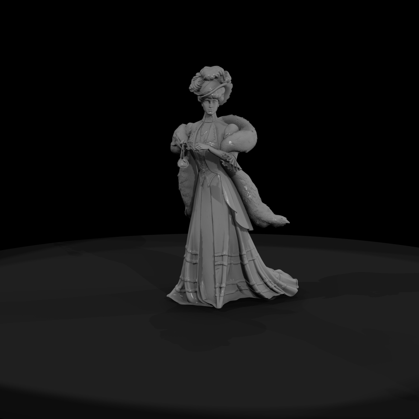 Edwardian Lady with Fur Stole