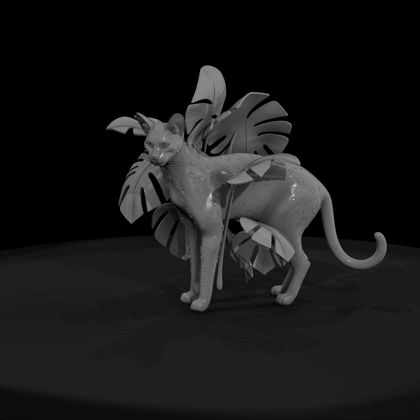 Stylized Spotted Cat Figurine