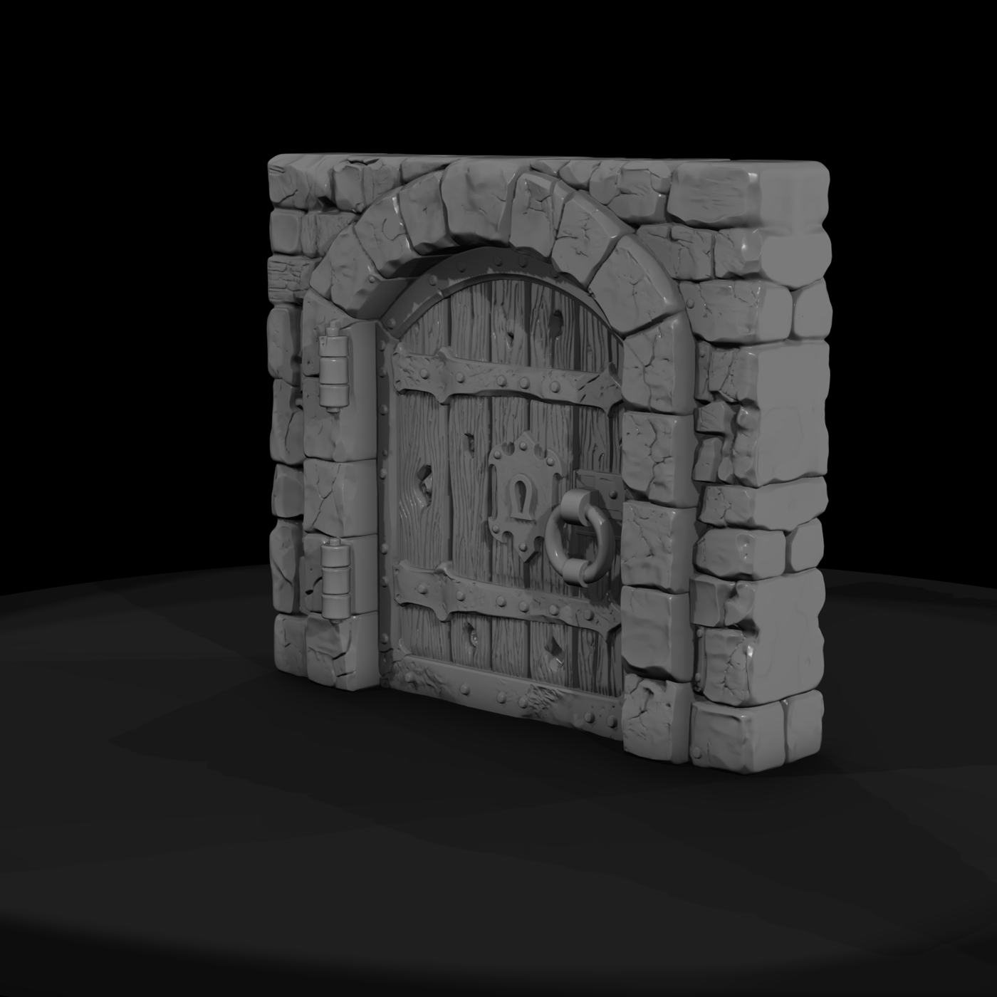 Stylized Medieval Arched Stone Door 3D Model Wut5N