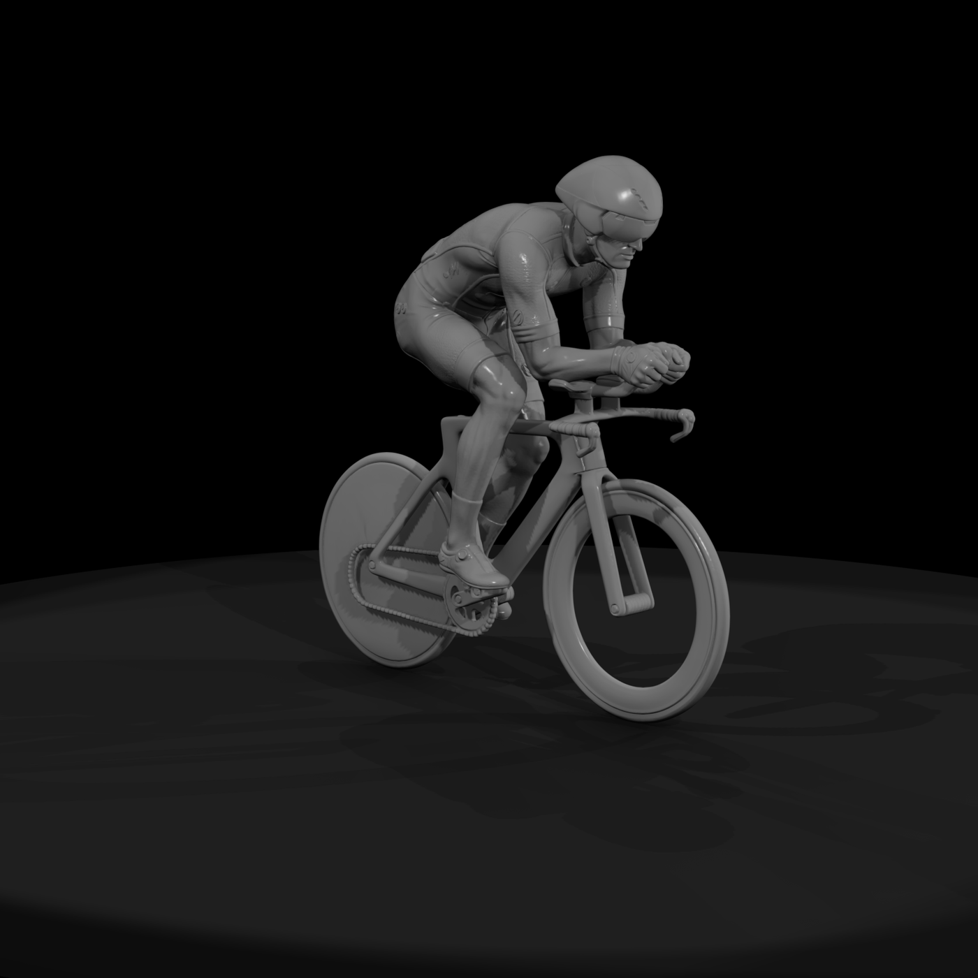 Time-Trial Cyclist on Aero Bike
