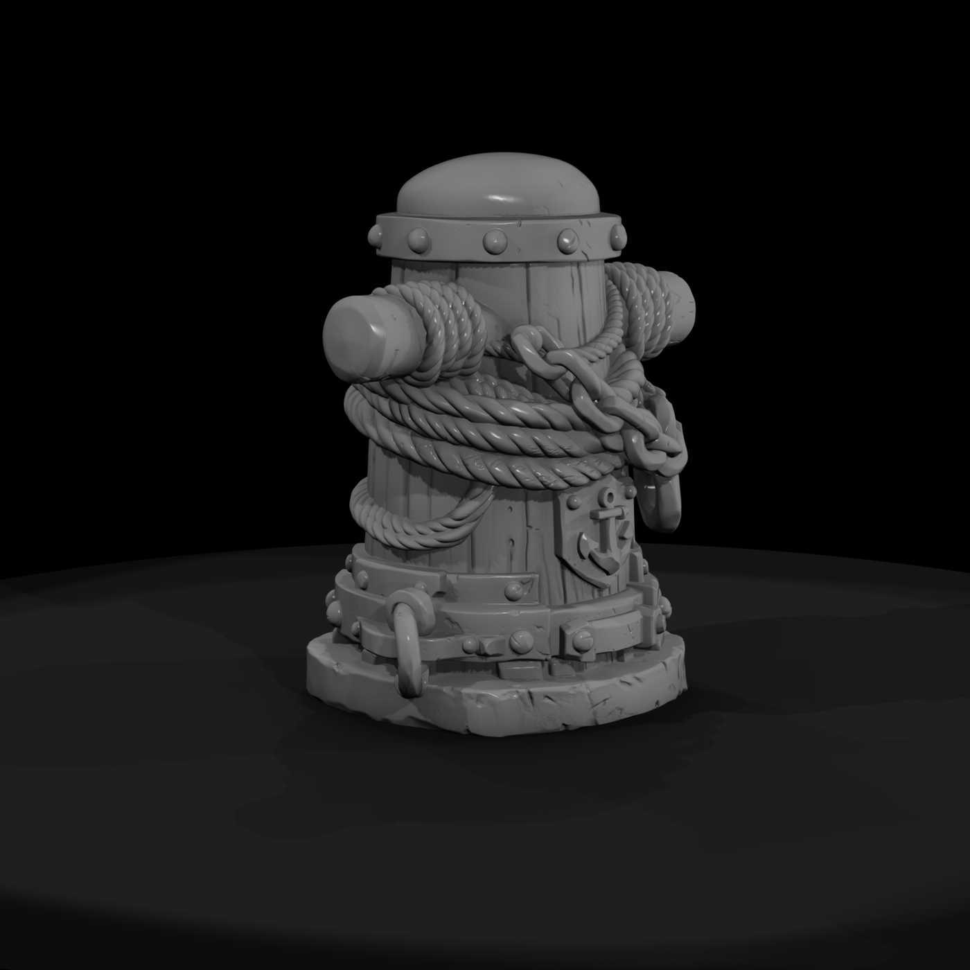 Dockside Mooring Bollard with Rope
