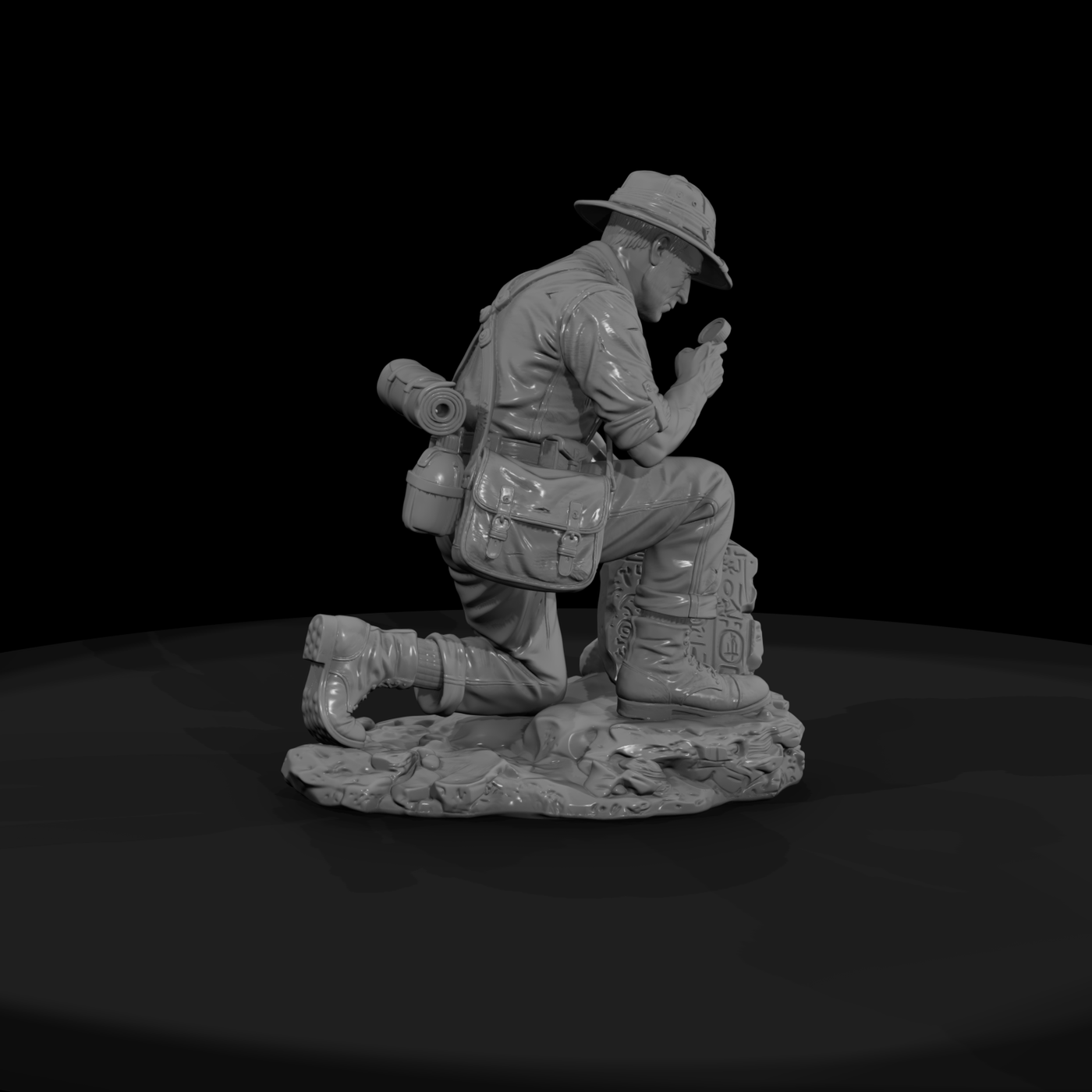 Pith-Helmet Explorer with Magnifier