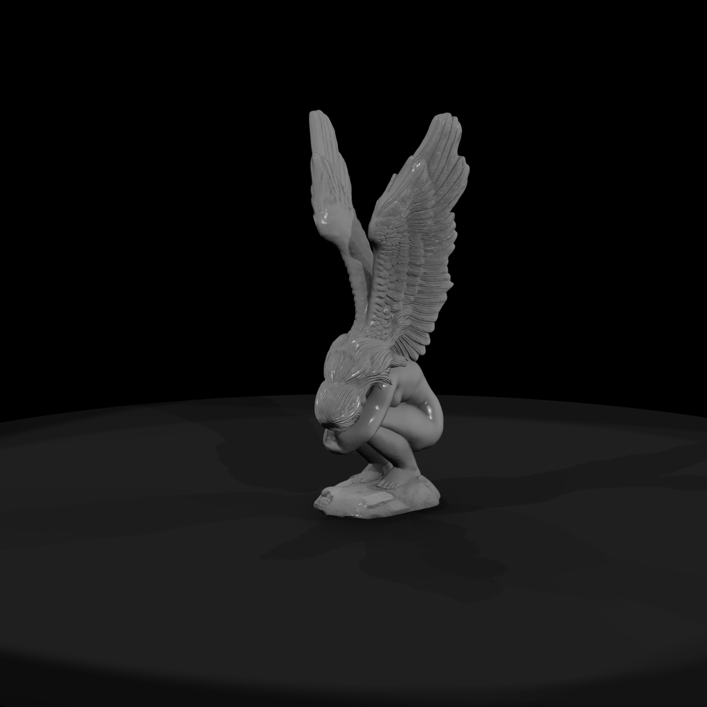 Crouching Winged Angel — Statue
