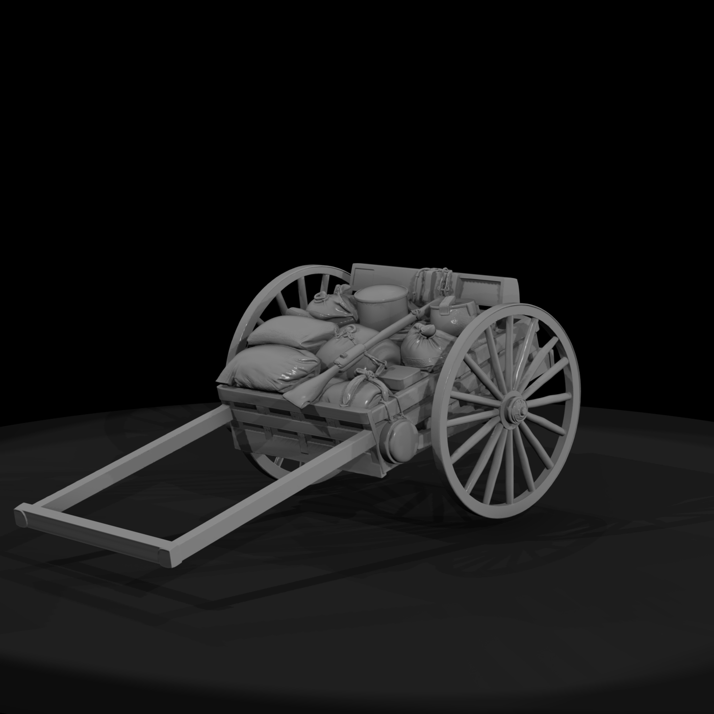 Wooden Two-Wheeled Supply Cart