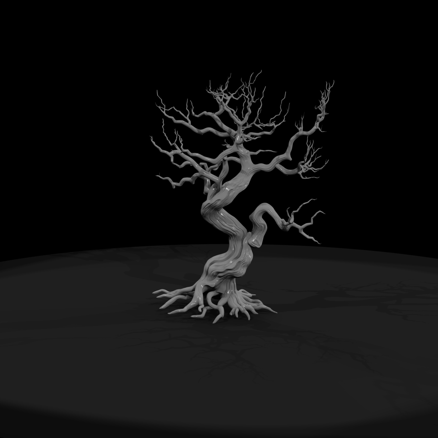 Stylized gnarled dead tree