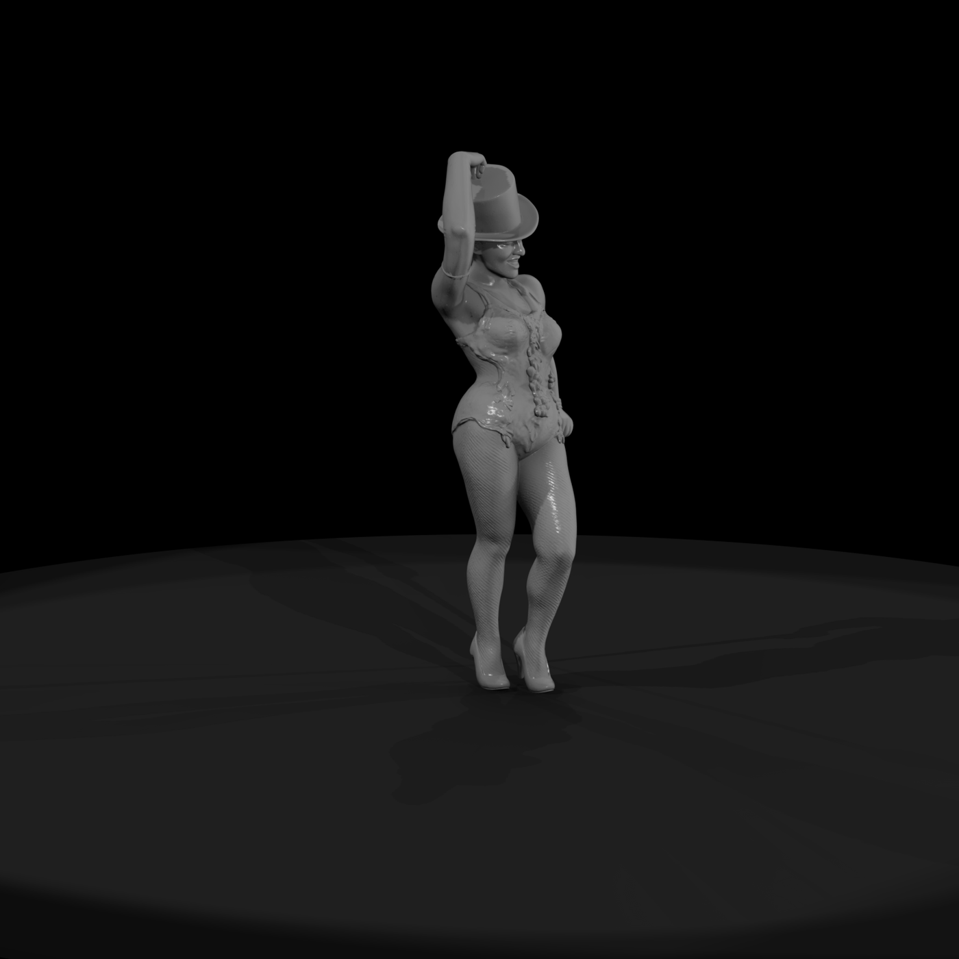 Cabaret Showgirl with Top Hat and Cane