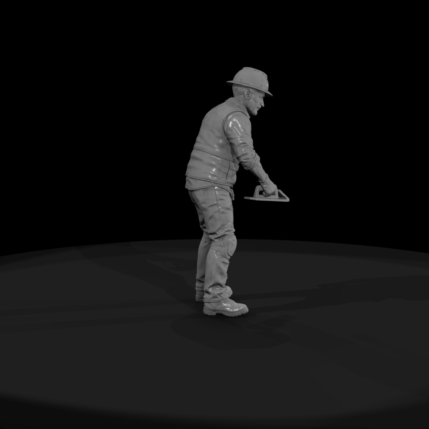 Construction Worker Finishing Concrete