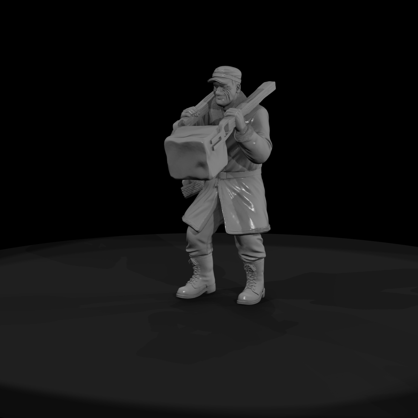 Realistic Ice Delivery Worker Figure