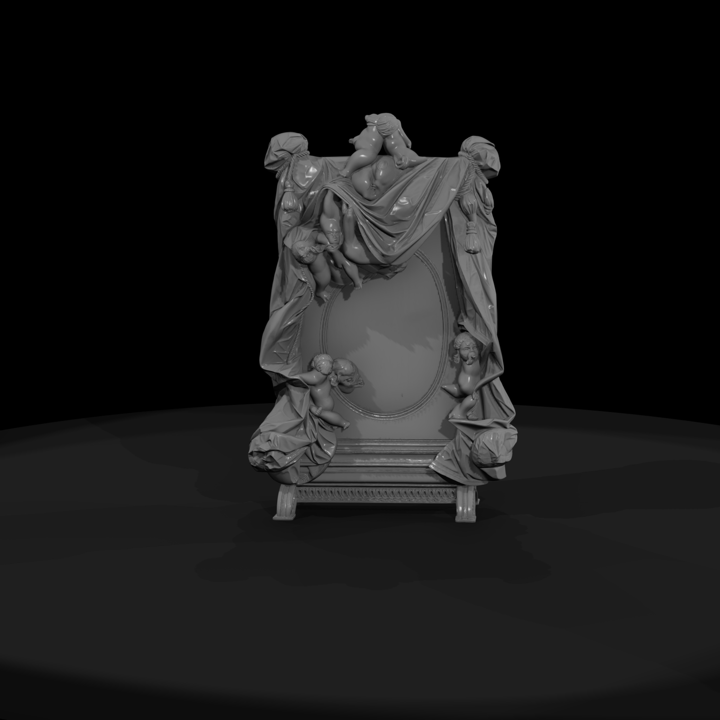 Baroque Cherub Mirror Frame — Ornate Rococo Draped