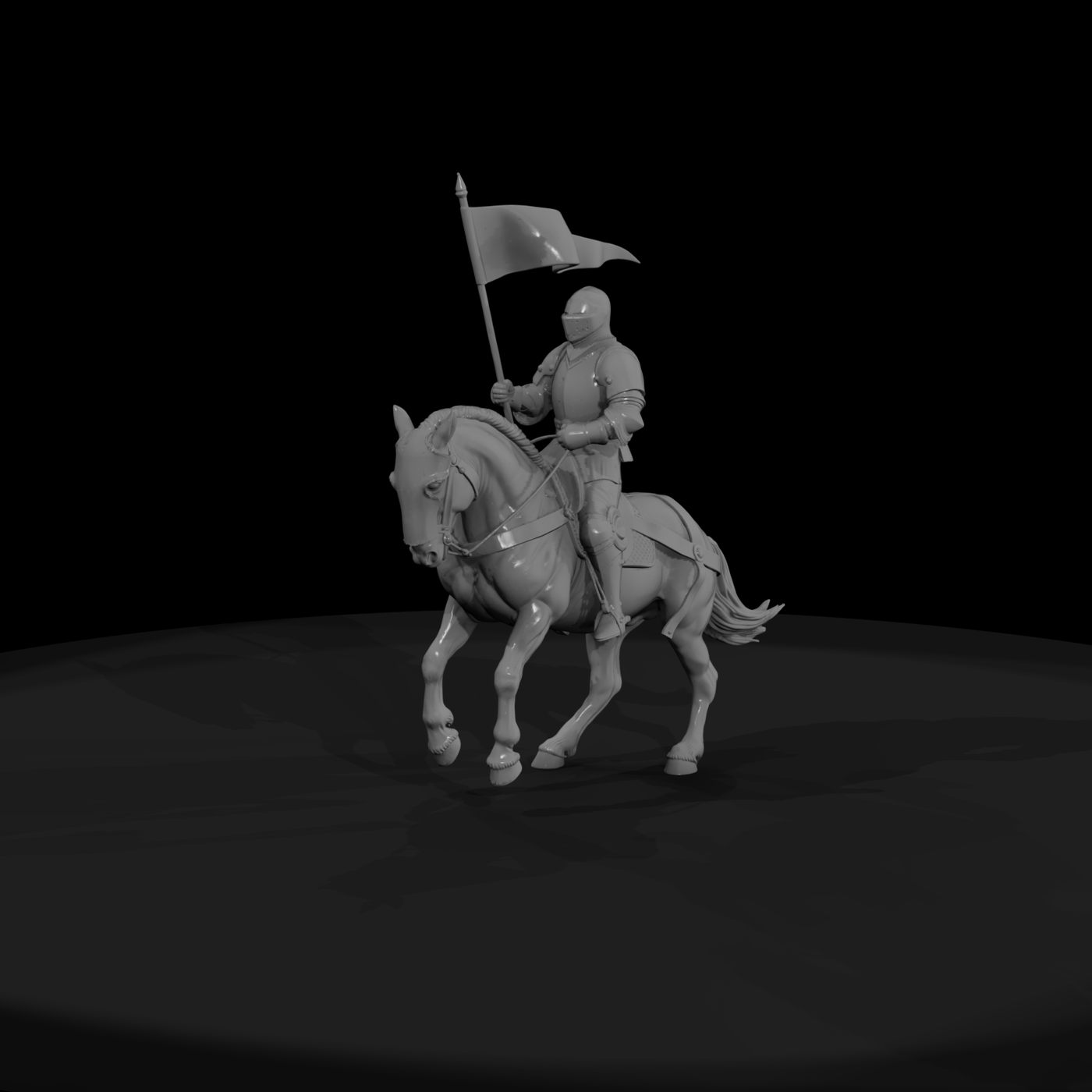 Mounted Knight in Plate Armor