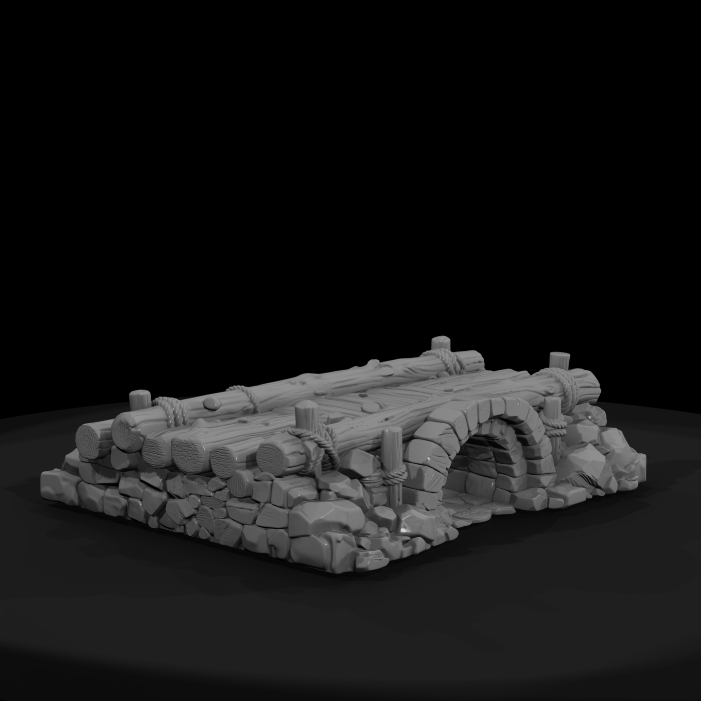 Rustic Log and Stone Culvert Bridge