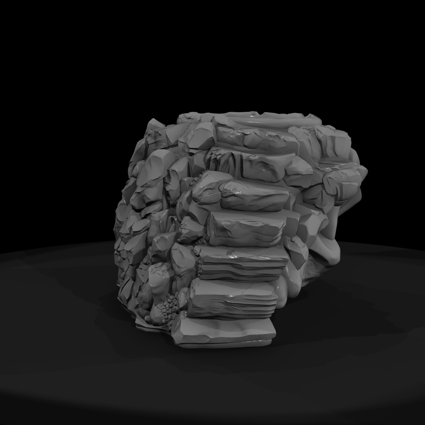Stylized Ruined Stone Stair Platform — Terrain Prop