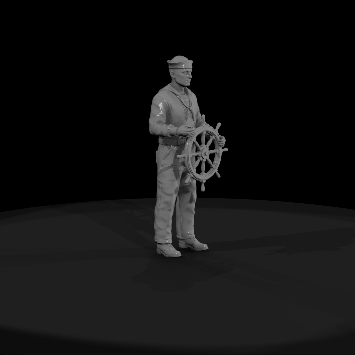 Navy Sailor at the Ship's Wheel