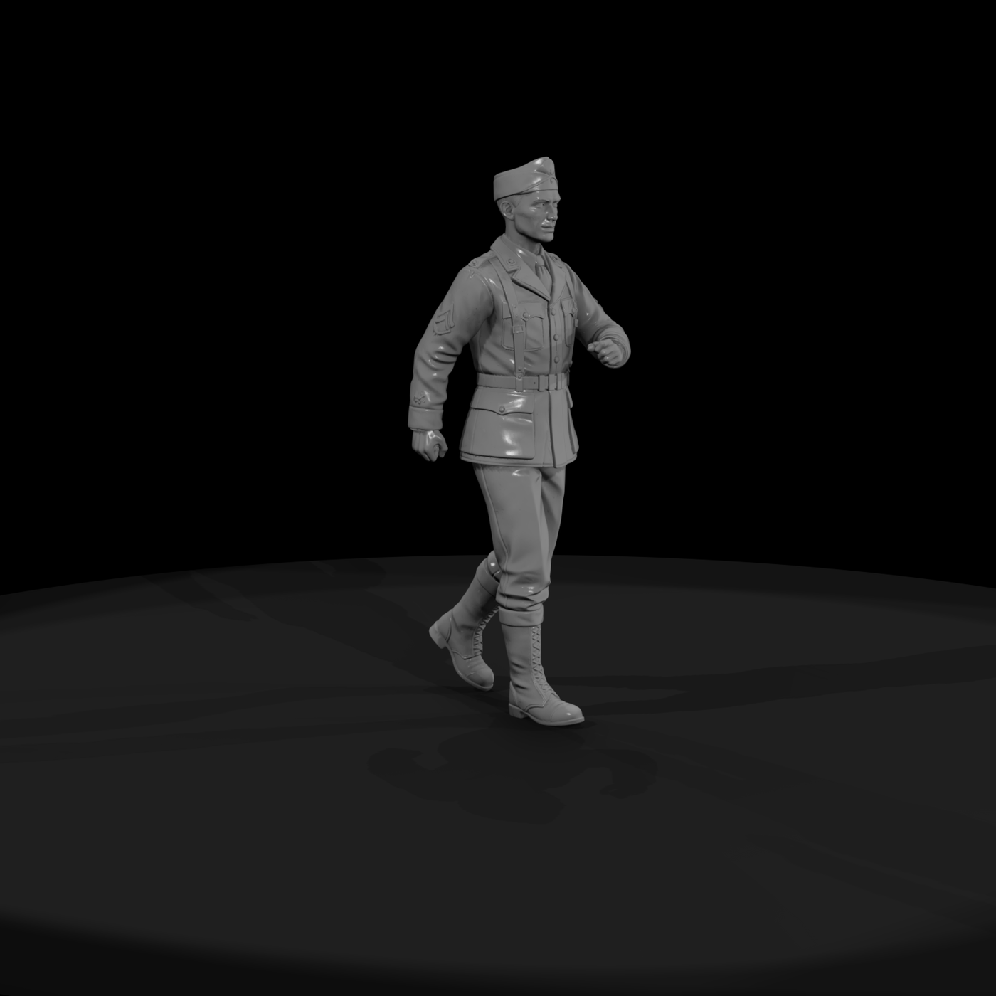 WWII Soldier Walking with Canteen