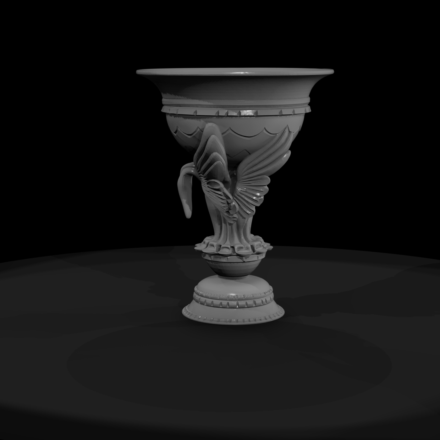 Neoclassical Swan Urn with Ornate Pedestal — & Display