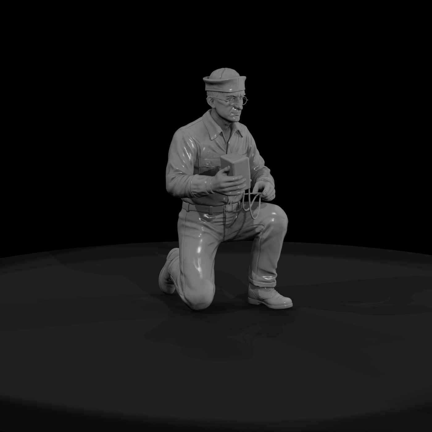 WWII US Navy Sailor Kneeling