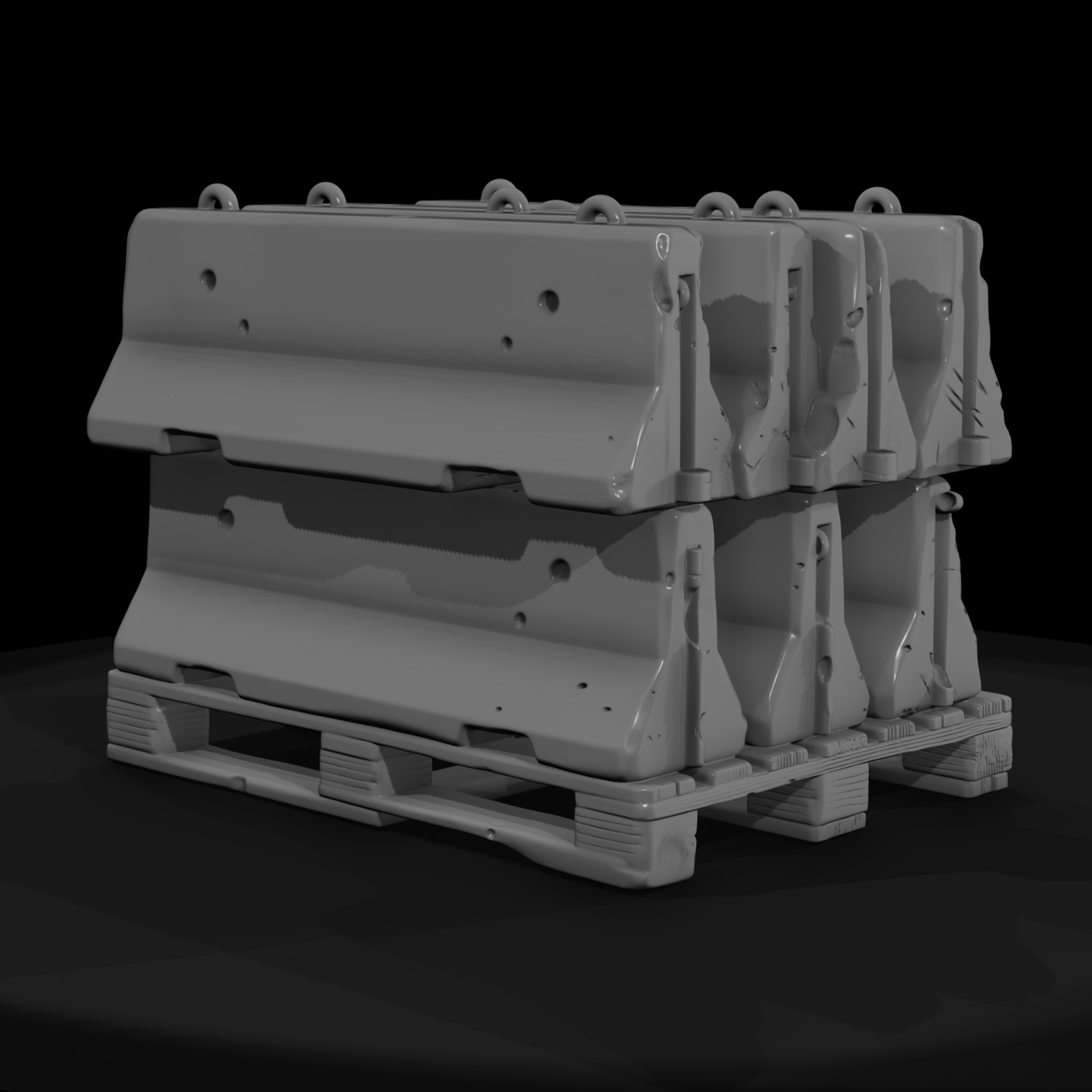 Stacked Concrete Traffic Barriers