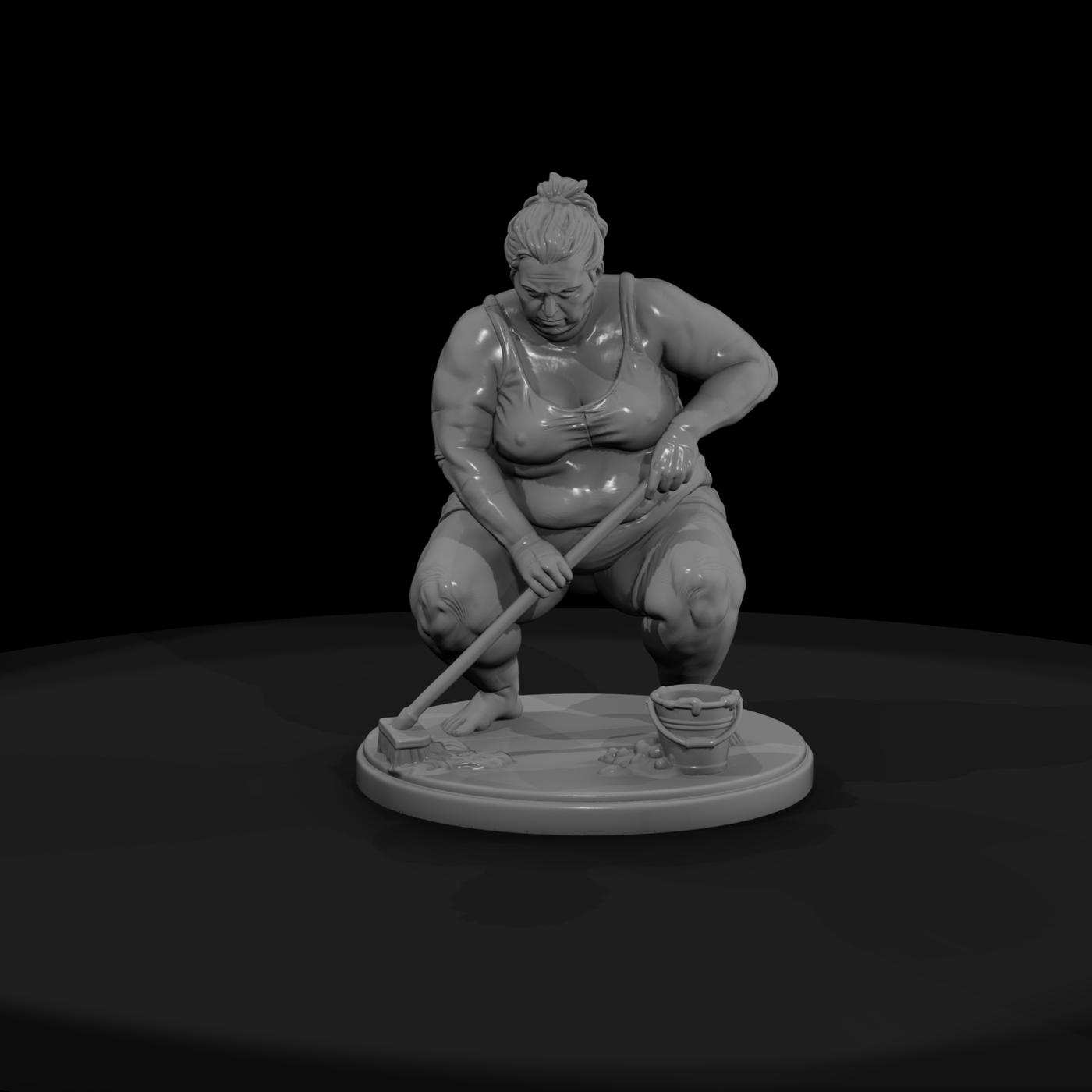 Man Mopping the Floor