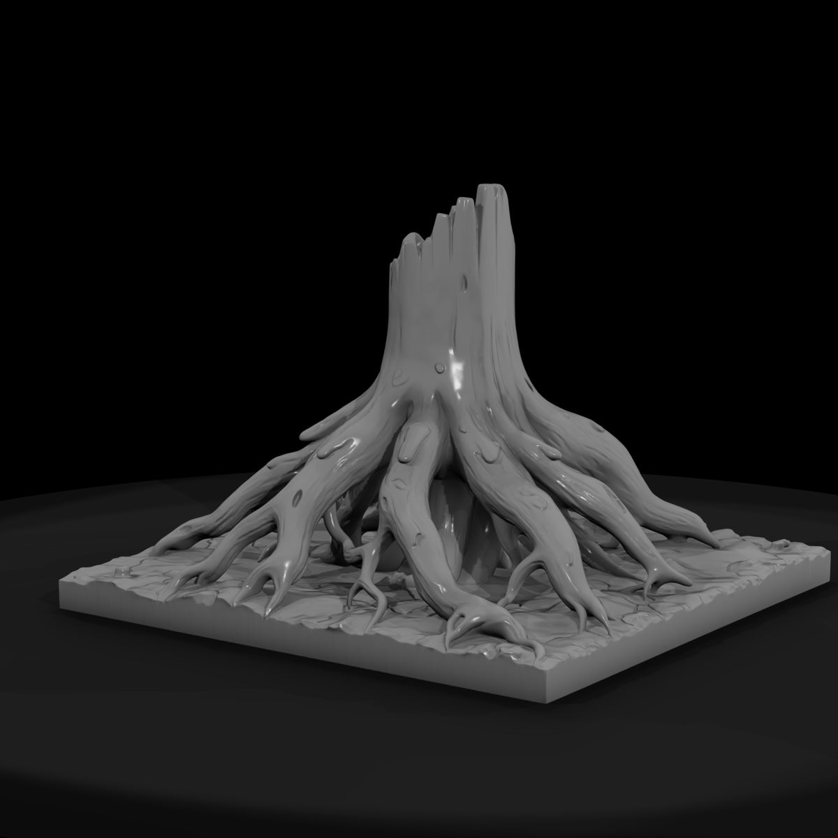 broken-tree-stump-with-exposed-roots-stylized-3d-printable-terrain-523081