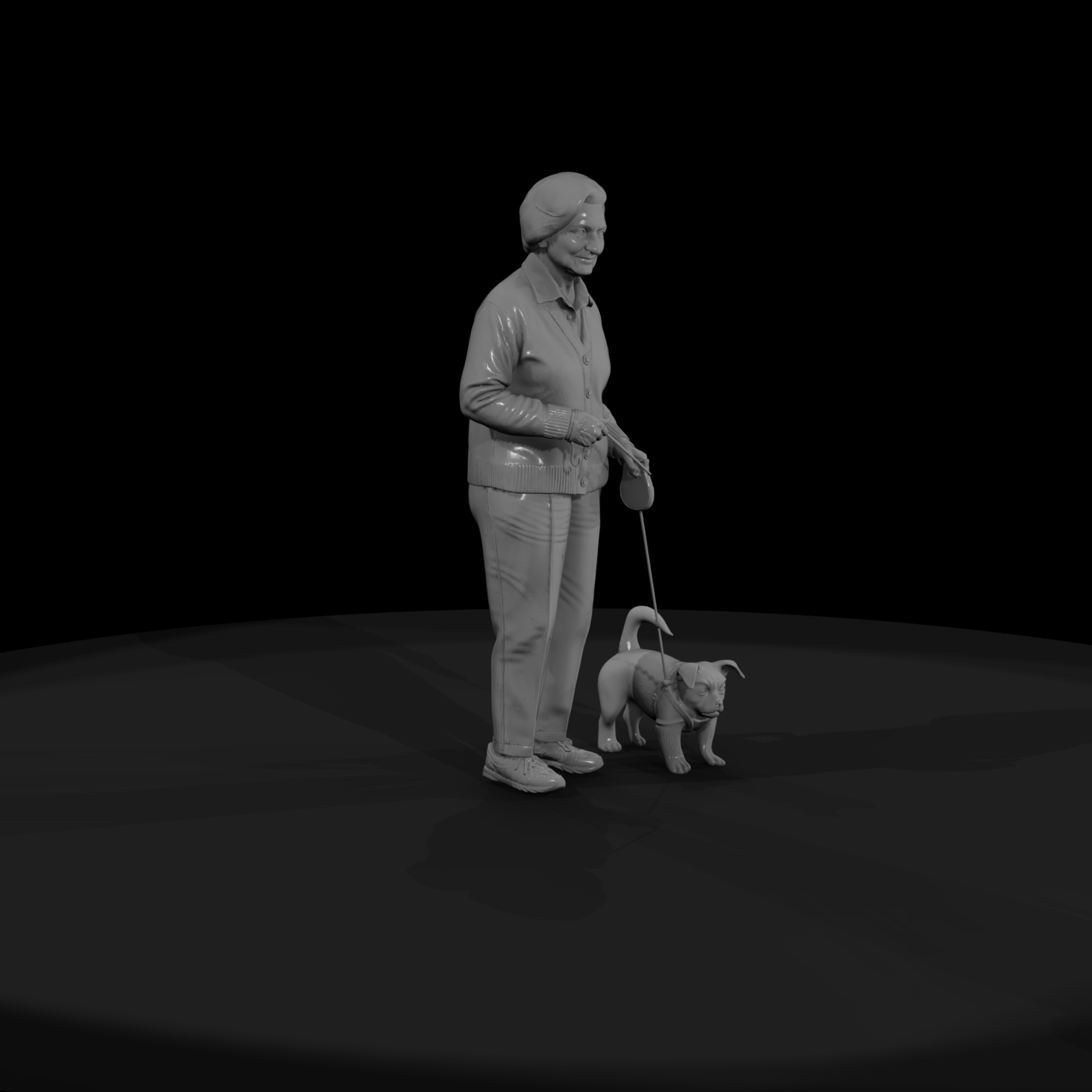 0141 Elderly Grandmother Dog Leash
