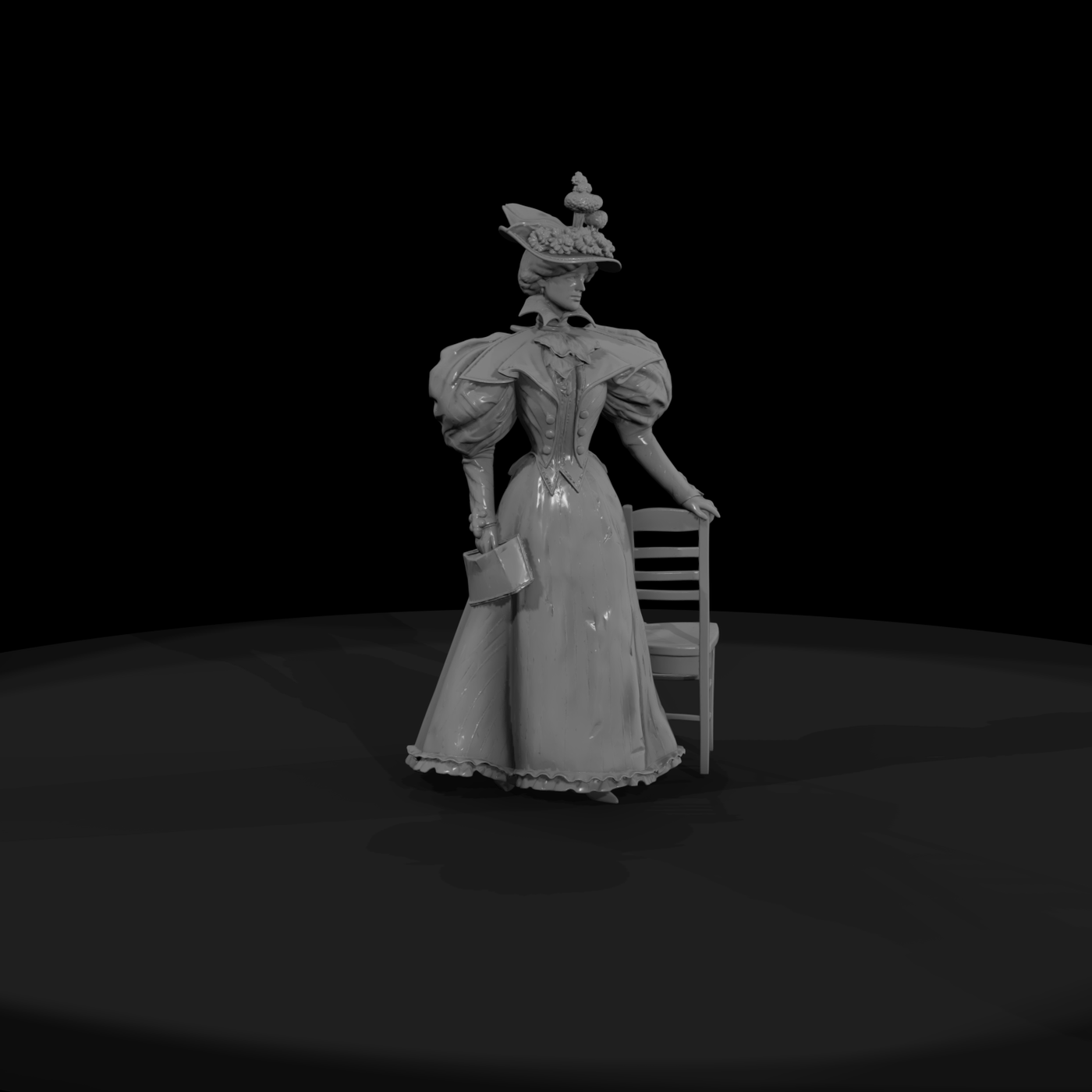 Victorian Lady with Chair and Book