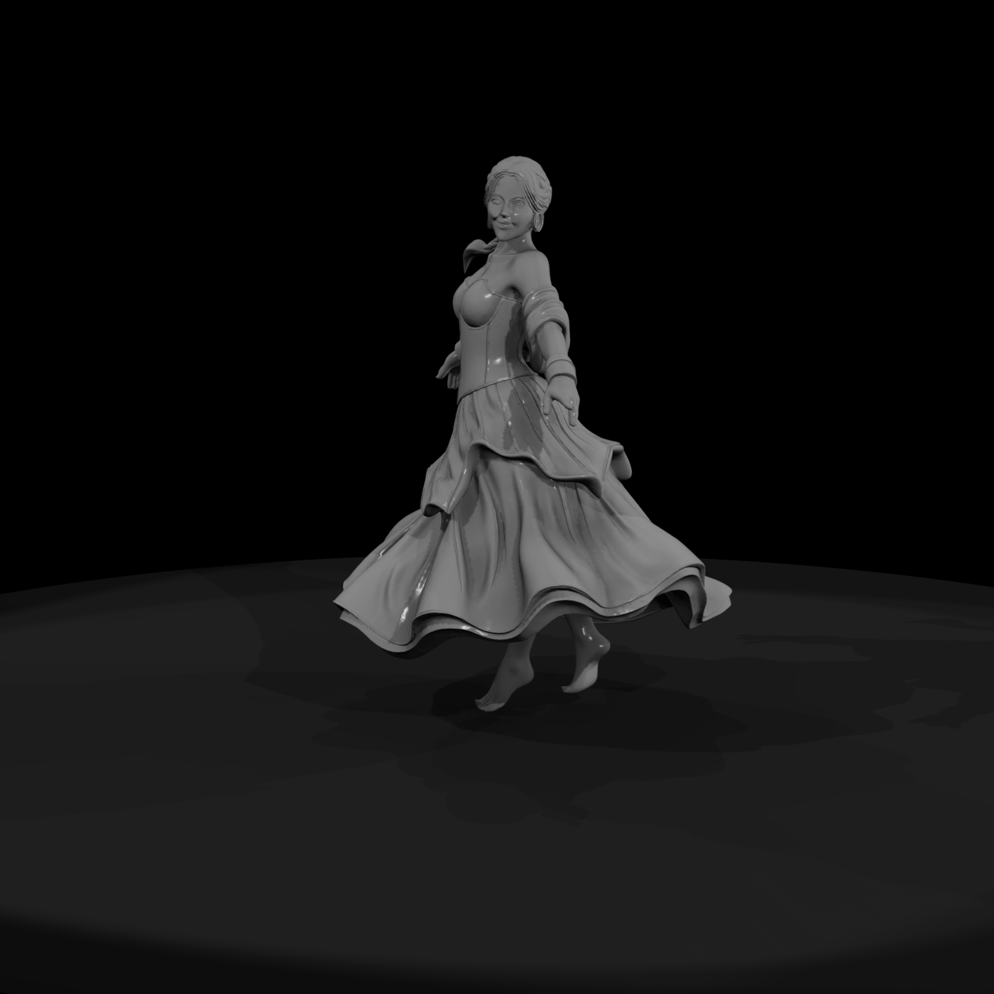 Stylized Dancing Fantasy Maiden (Integrated Base)