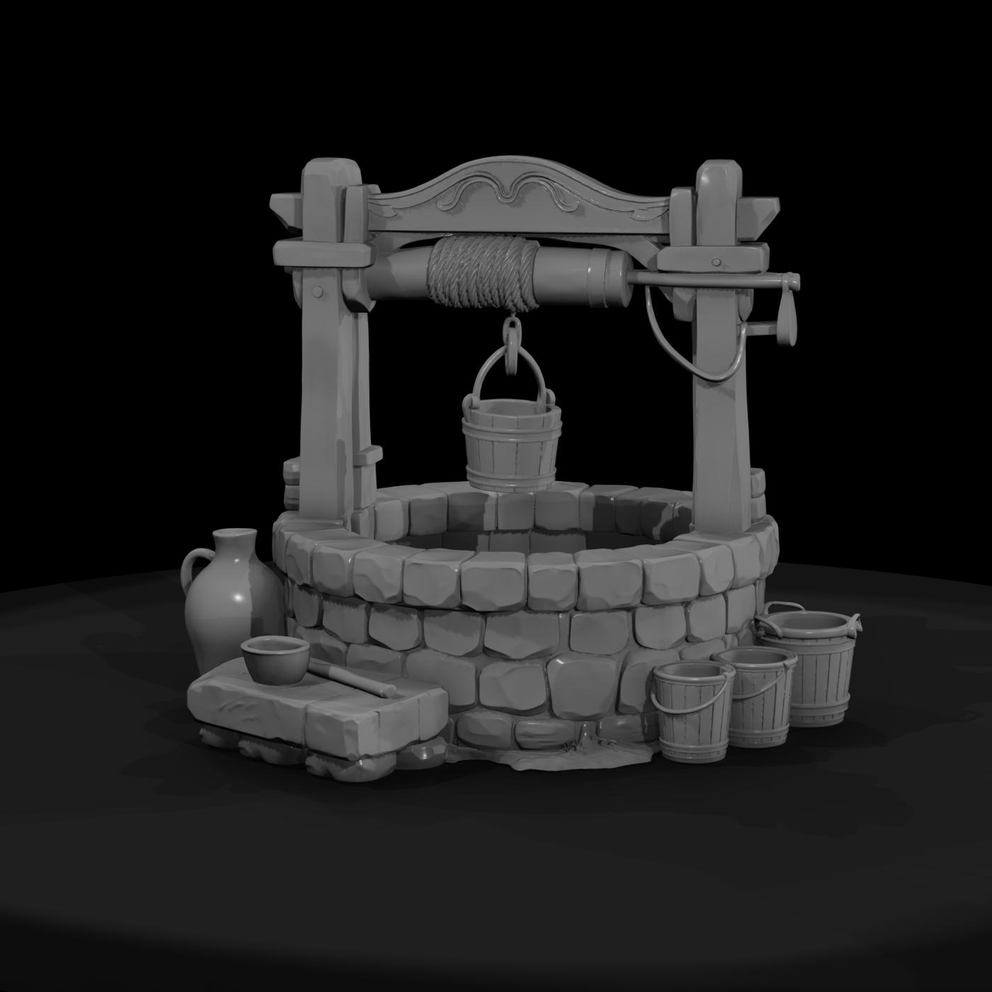Stylized Medieval Water Well — Terrain