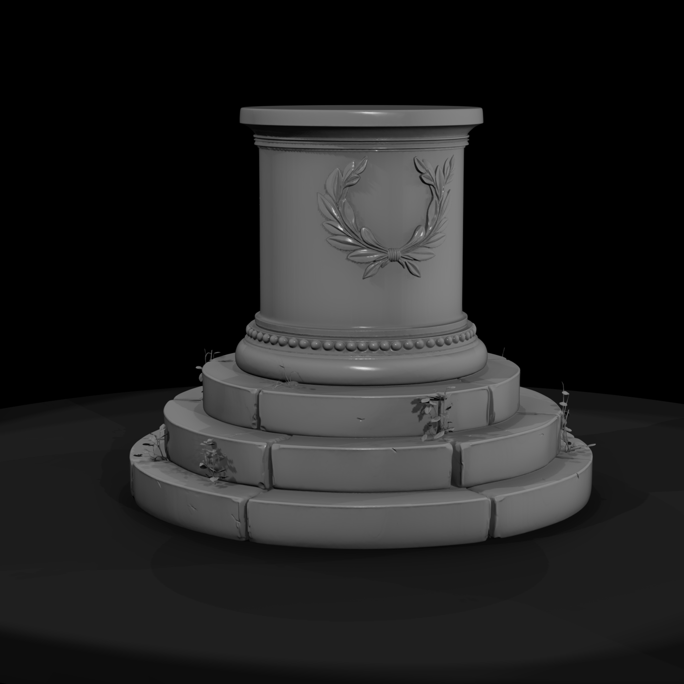 Classical Column Pedestal with Laurel Wreath
