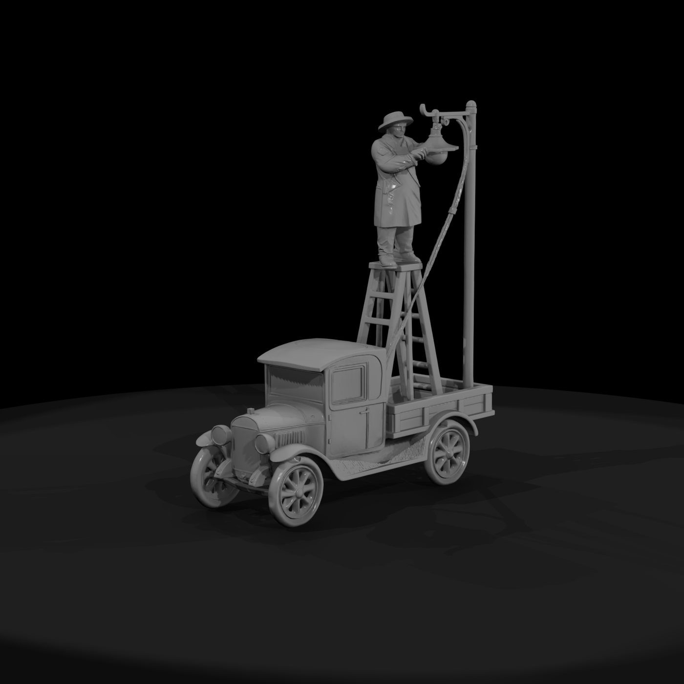 1920s Lamplighter Truck with Worker