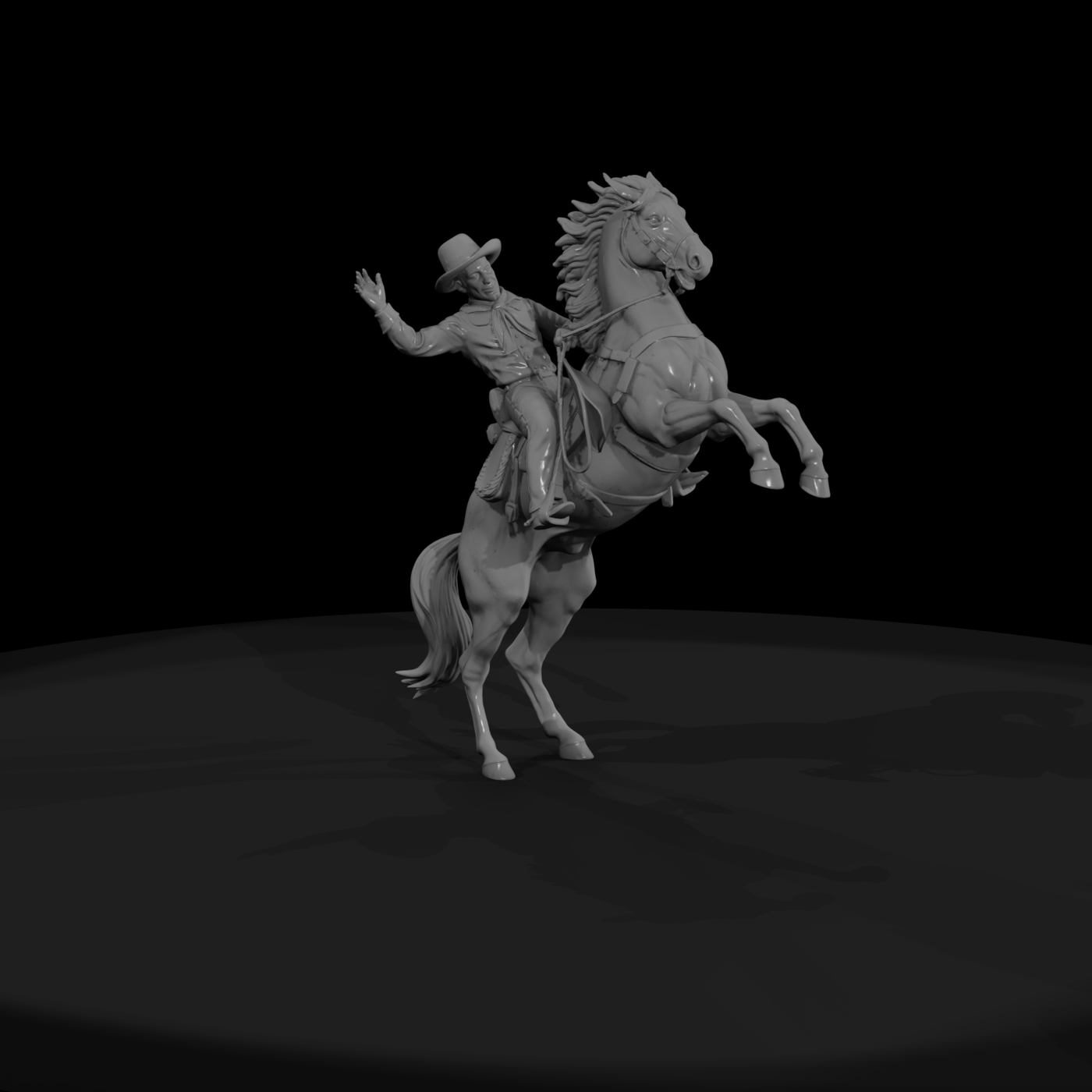 Cowboy on Rearing Horse — Western Mounted