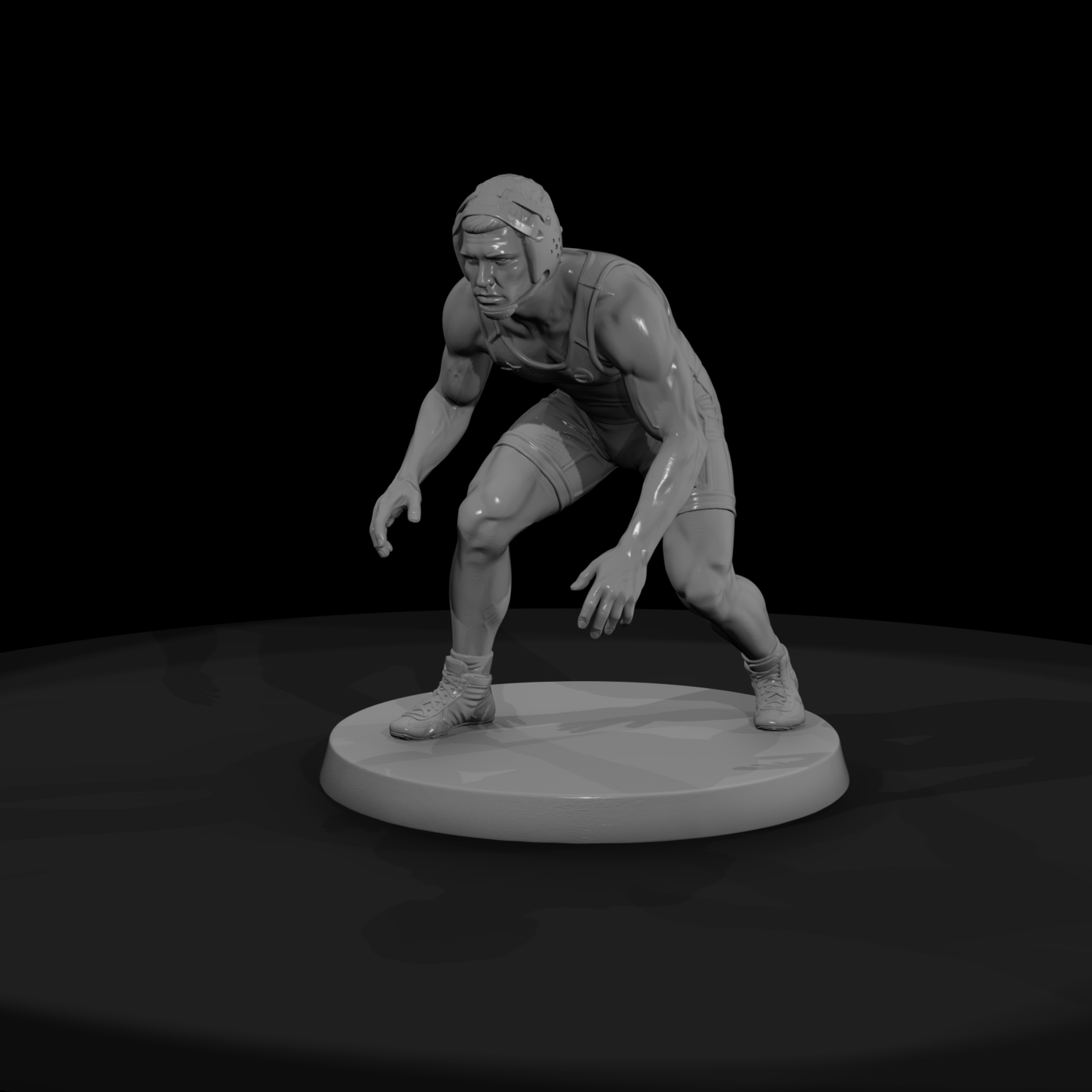 Wrestler in Ready Stance