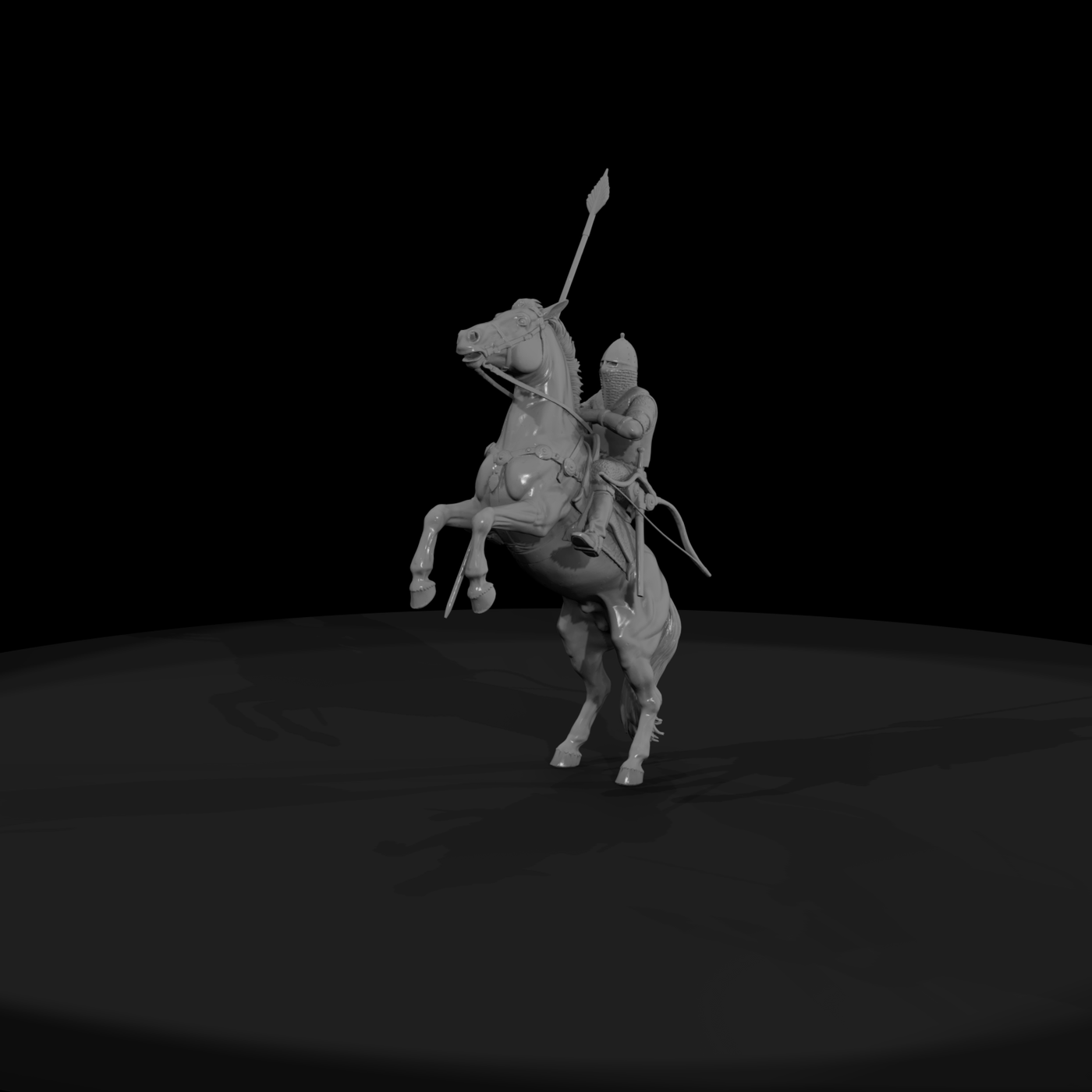 Medieval Mounted Knight on Rearing Horse