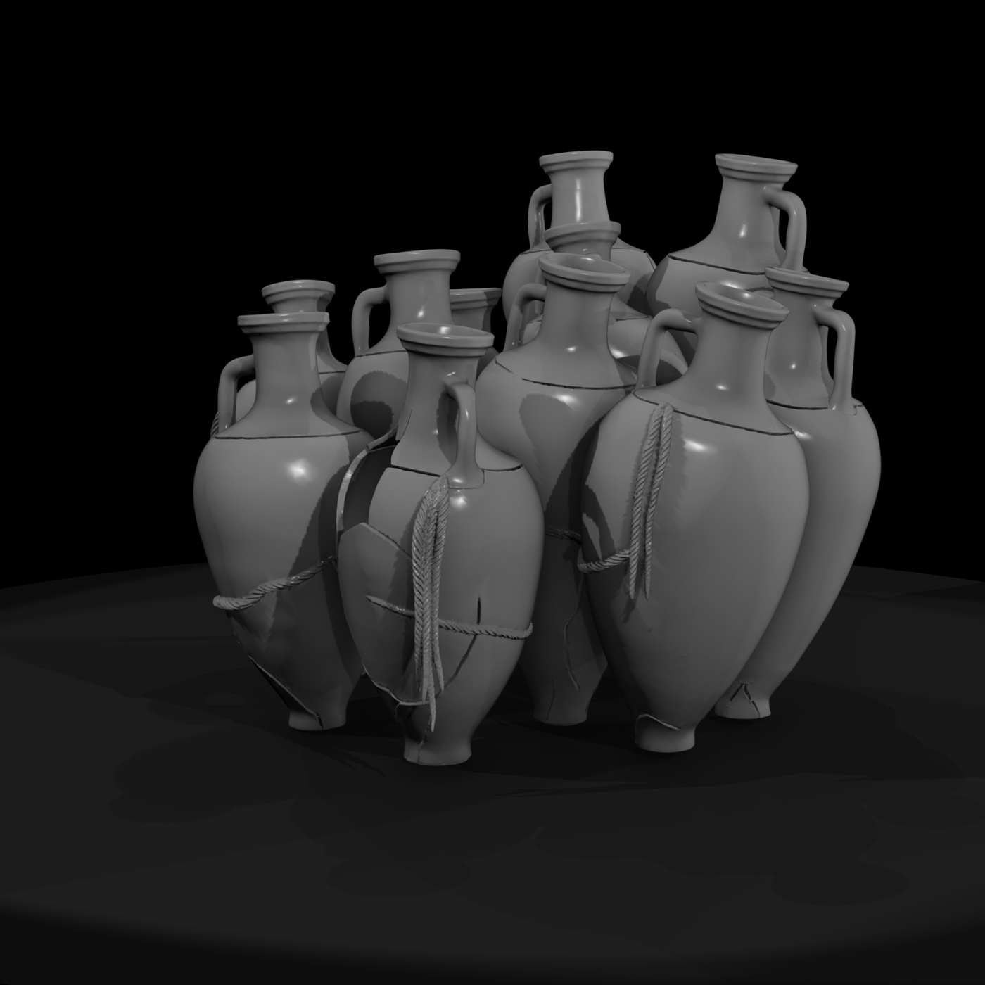 Weathered Ancient Amphora Set