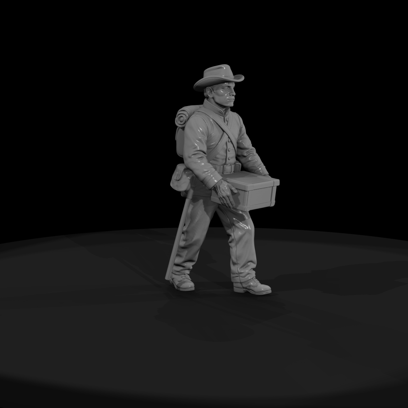 Civil War Confederate Soldier with Crate